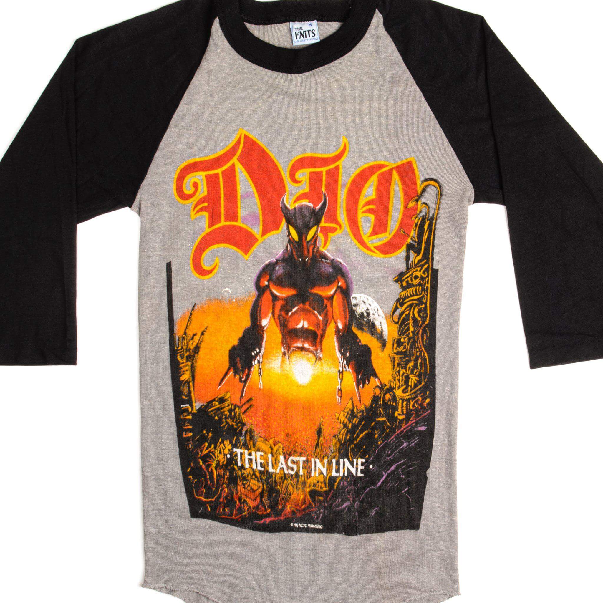 Vintage Dio The Last In Line Tour Raglan Tee Shirt 1984 - Size XS - Made in USA - Retro Band Tour Merch for Concerts & Music Fans