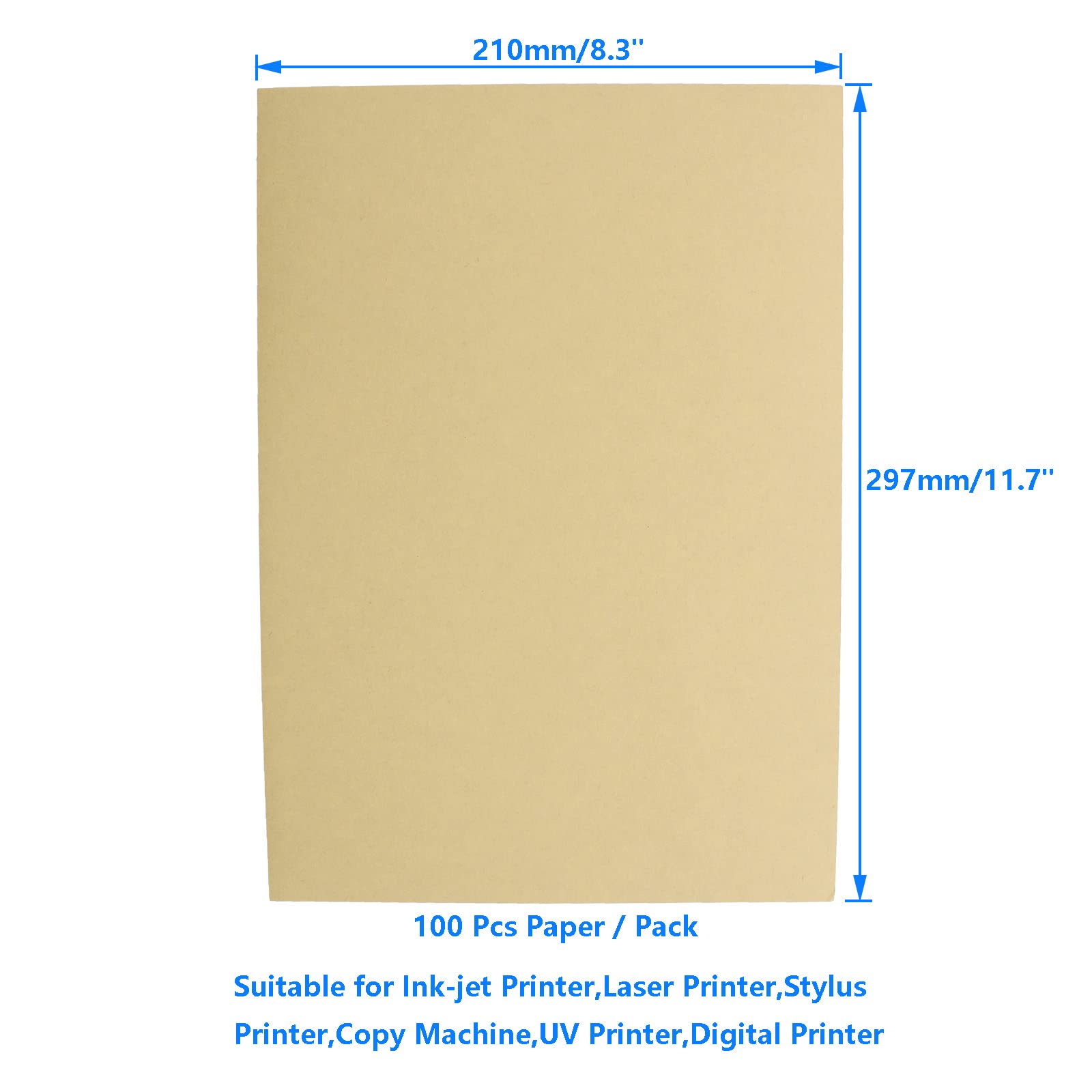 100 Sheets Kraft Sticker Paper Labels - 8.25
