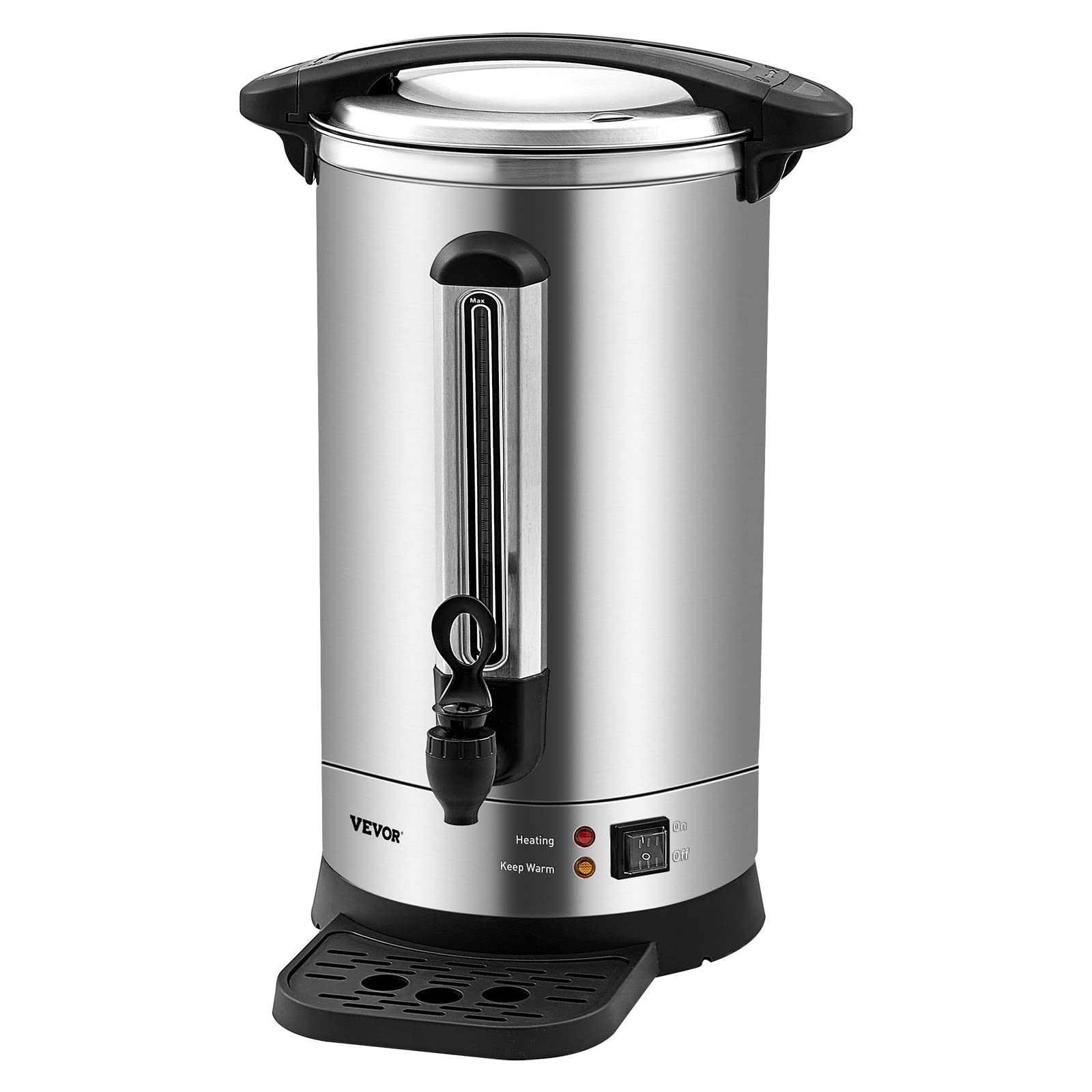 VEVOR 65-Cup (9.75L) Commercial Coffee Urn with Level Window - 1500W Large Capacity Coffee Maker for Events, Catering & Offices - Perfect for Weddings, Parties & Restaurants