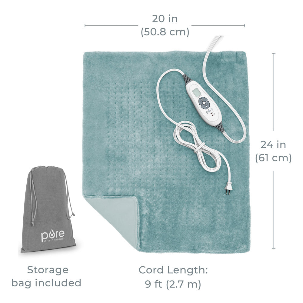 PureRelief XXL Ultra Wide Microplush Heating Pad for Back Pain Relief - Large Electric Heating Pad for Shoulders, Neck & Muscle Pain - Perfect for Home, Office & Physical Therapy Use