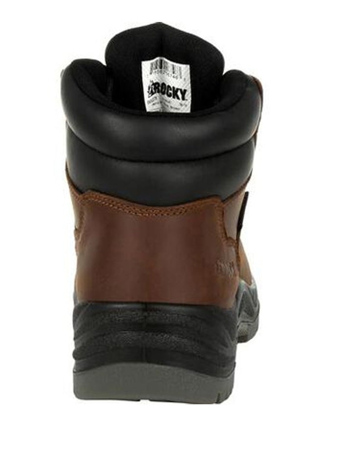 Rocky RKK0245 Men's Worksmart Composite Toe Waterproof Work Boots - Brown Leather Safety Shoes for Construction, Warehouse & Outdoor Work