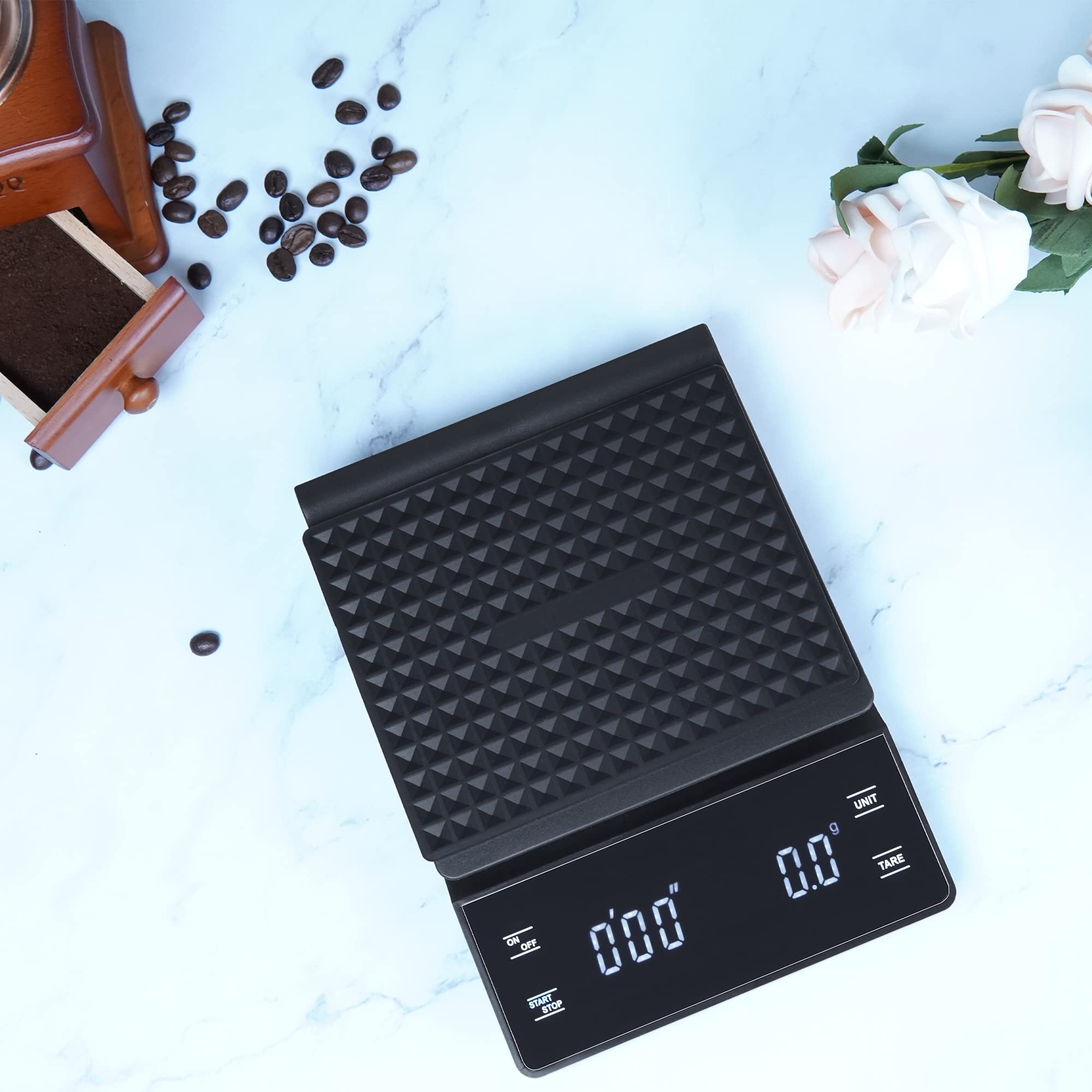 Bemece Digital Coffee Scale with Timer - 3kg/0.1g High Precision Kitchen Scale for Espresso, Pour Over & Drip Coffee - Backlit LCD Display, Includes Batteries - Perfect for Home Baristas & Coffee Shops