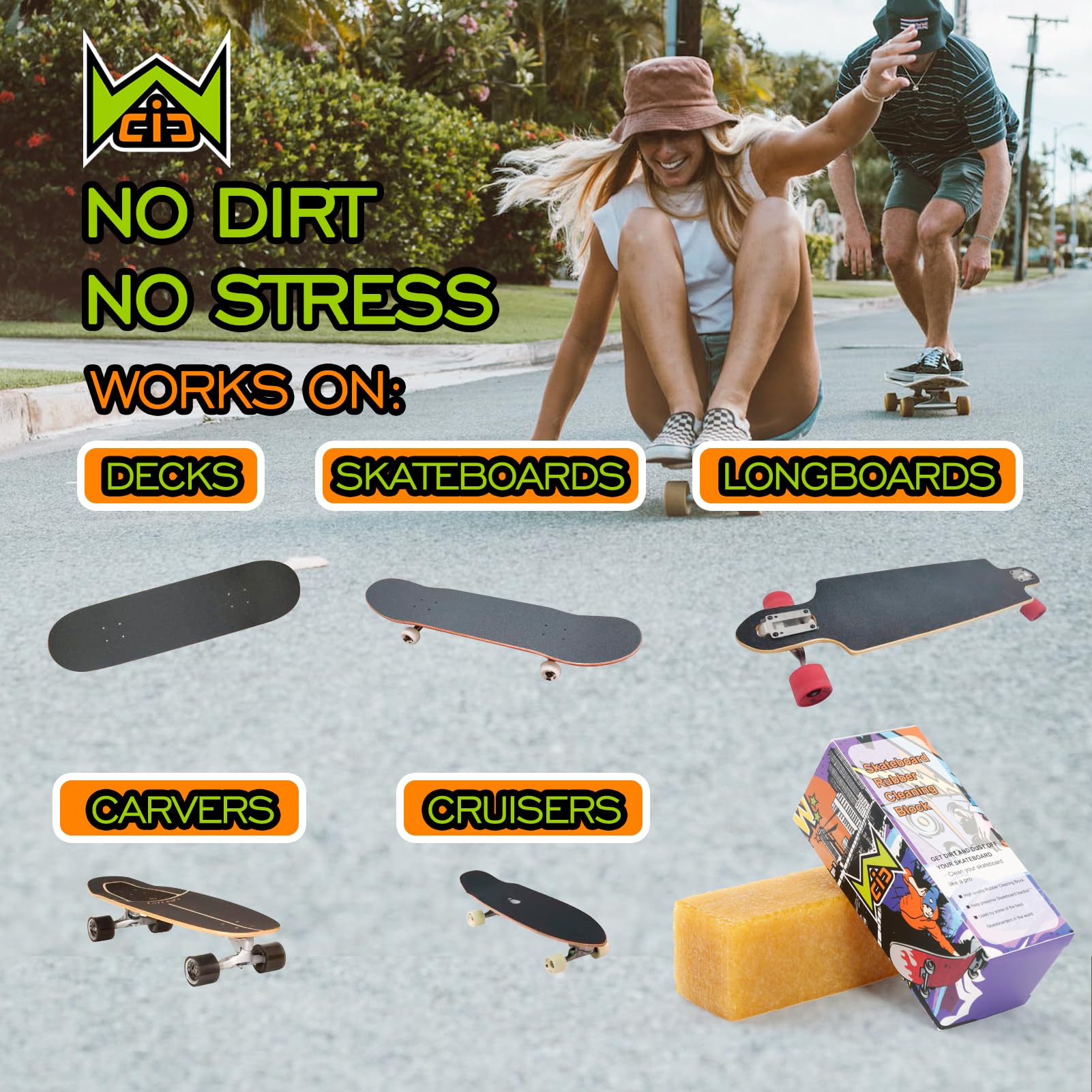Skateboard Grip Tape Cleaner Rubber Abrasive Cleaning Stick - Durable Skateboard Accessories for Boys & Girls - Perfect for Skate Park, Street, and Home Maintenance