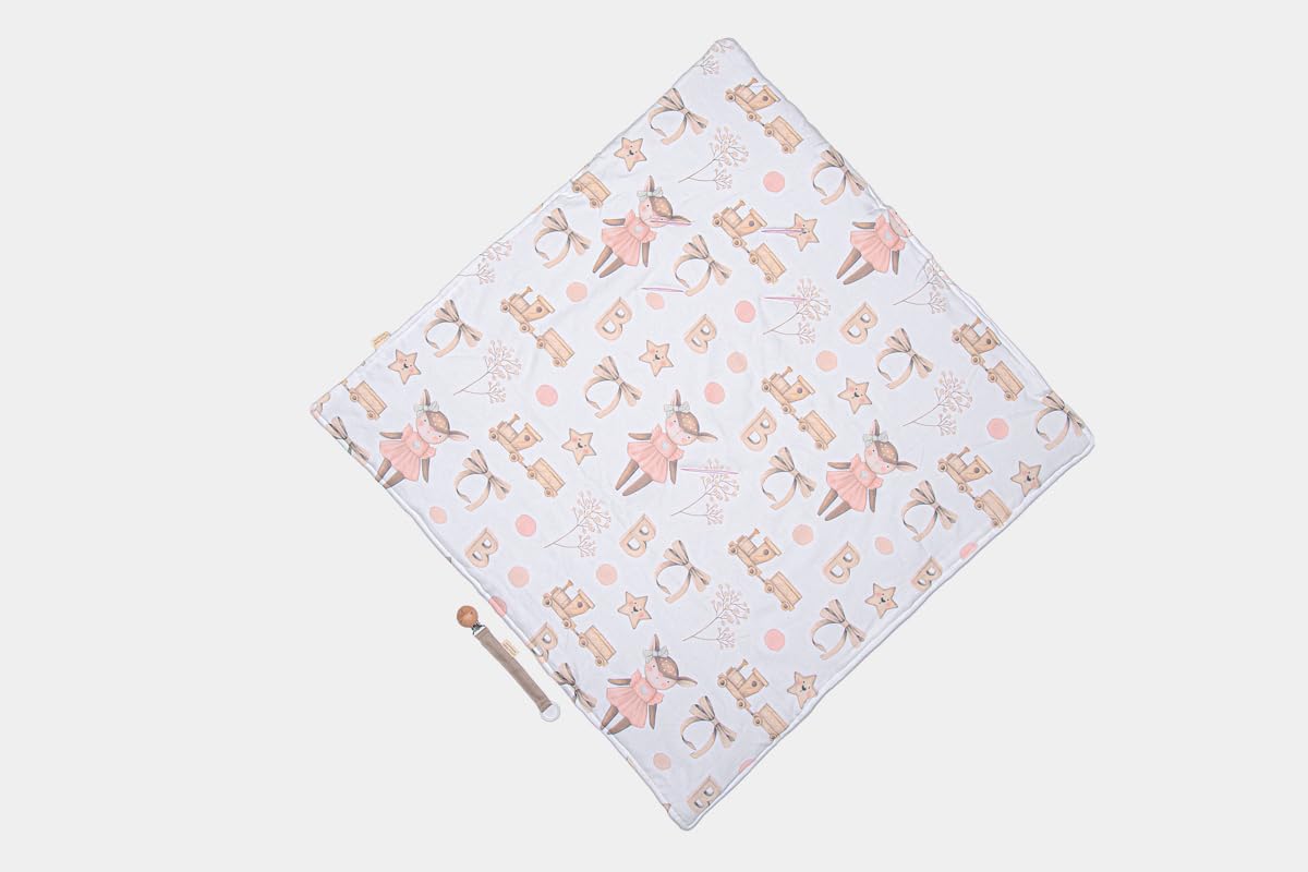 Soft Cotton Pacifier Clip & Minky Dot Swaddle Blanket for Baby Car Seat - Breathable & Cozy Infant Blanket Cover (Blush Pink) | Perfect for Stroller, Crib & Travel Use
