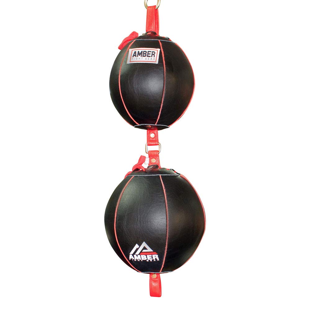 AMBER Sports Double End Boxing Bag - Traditional Leather Punching Bag for Training & Fitness - Perfect for Home Gym, Boxing Practice & MMA Workouts