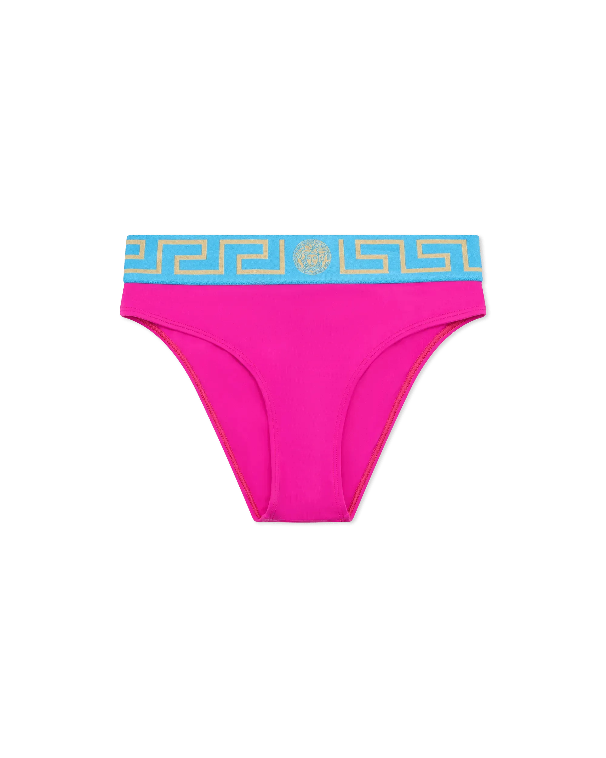 Greek Key Print High Waisted Bikini Bottoms - Vintage Inspired Swimwear for Women, Perfect for Beach Vacations & Pool Parties