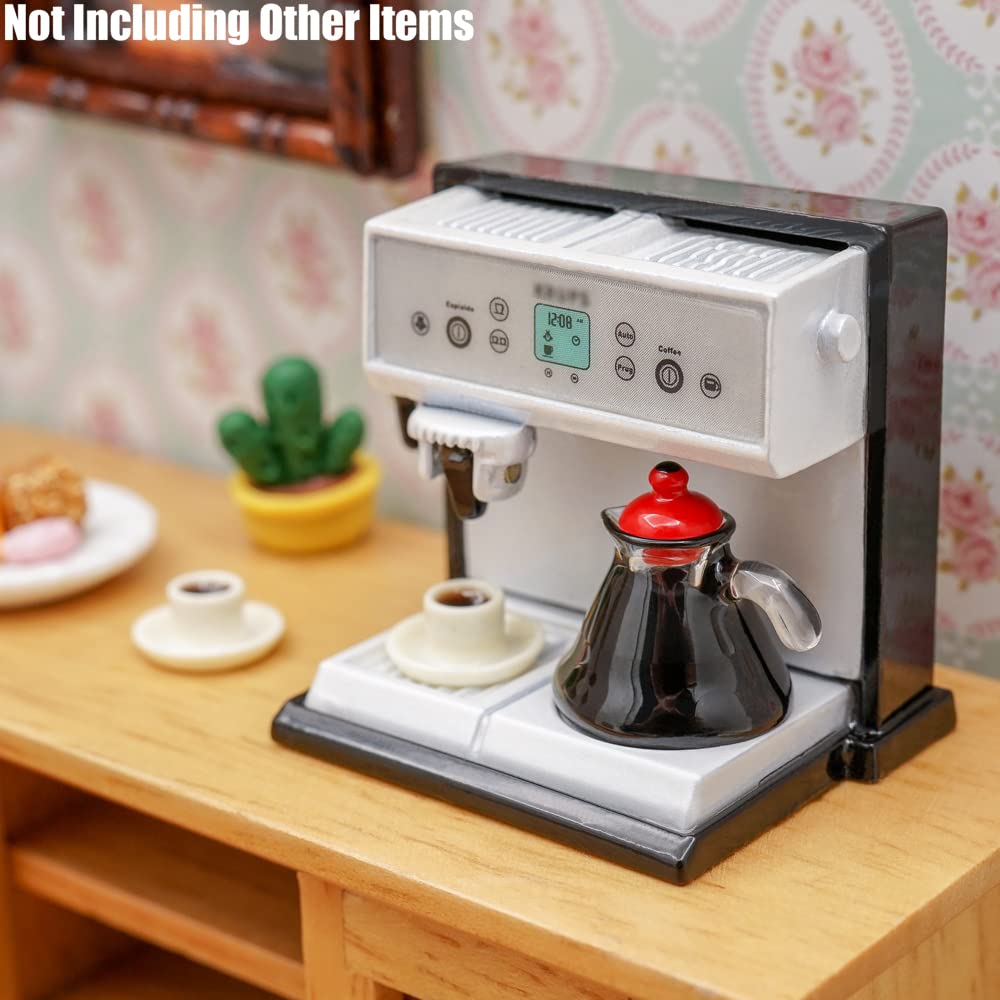 Odoria 1/12 Scale Miniature Coffee Maker Set with Cups - Realistic Dollhouse Kitchen Accessories for Miniature Scenes, DIY Crafts, and Model Displays