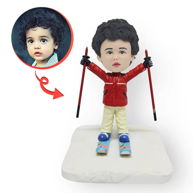 Custom Skiing Son Bobblehead - Personalized Ski Enthusiast Bobblehead Doll - Perfect for Ski Lovers, Gifts & Home Decor