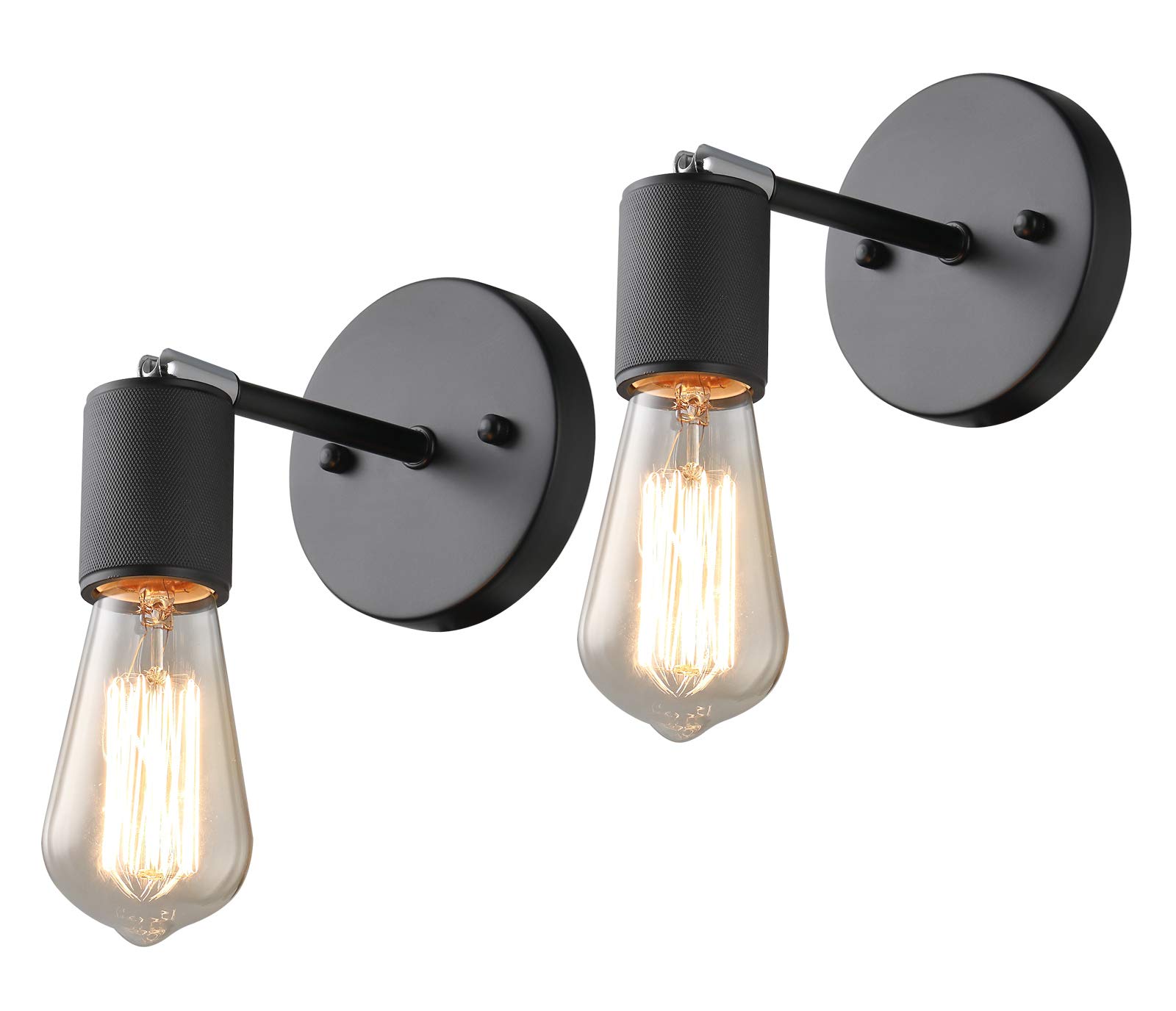 Modern Farmhouse Wall Sconces Set of 2 - Black Bathroom Vanity Lights for Bedroom & Hallway
