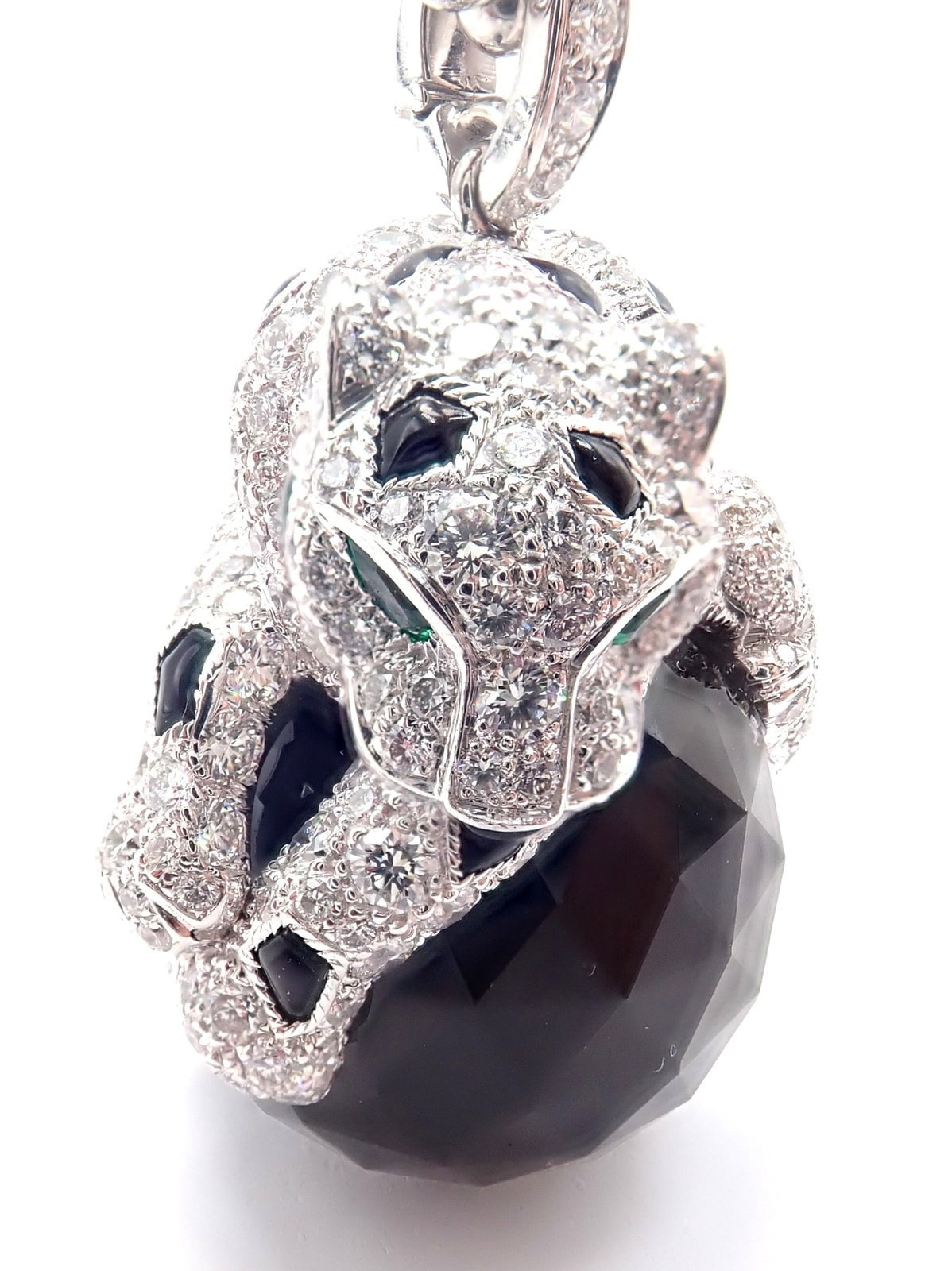 Cartier Panthere 18k Gold Diamond Emerald Onyx Pendant Necklace - Luxury Jewelry for Women, Perfect for Evening Gala & Special Occasions