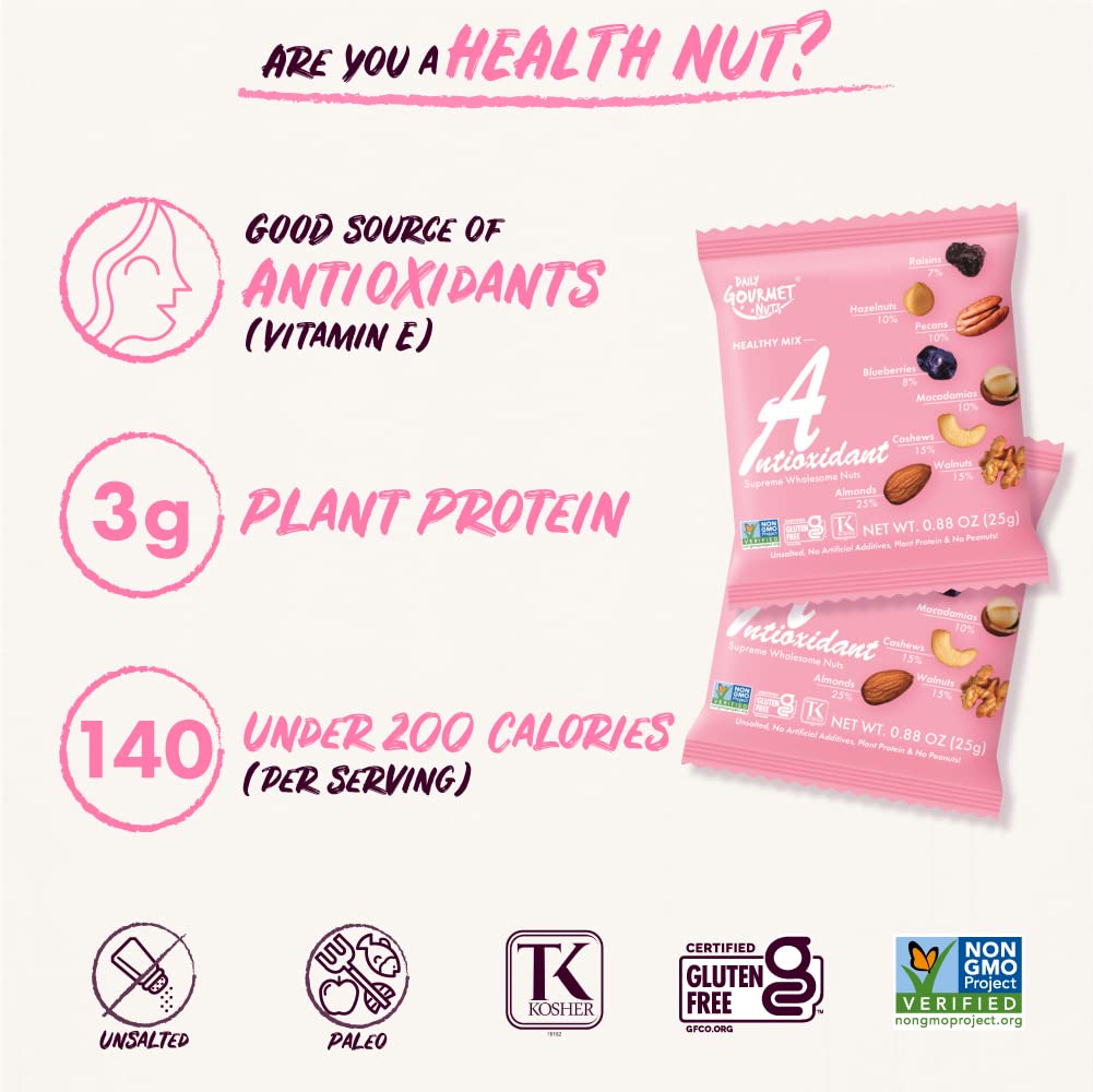 Premium Unsalted Mixed Nuts Snack Packs - Healthy No Peanuts Trail Mix, Individually Wrapped Gourmet Nuts for Office, Travel & On-the-Go Snacking