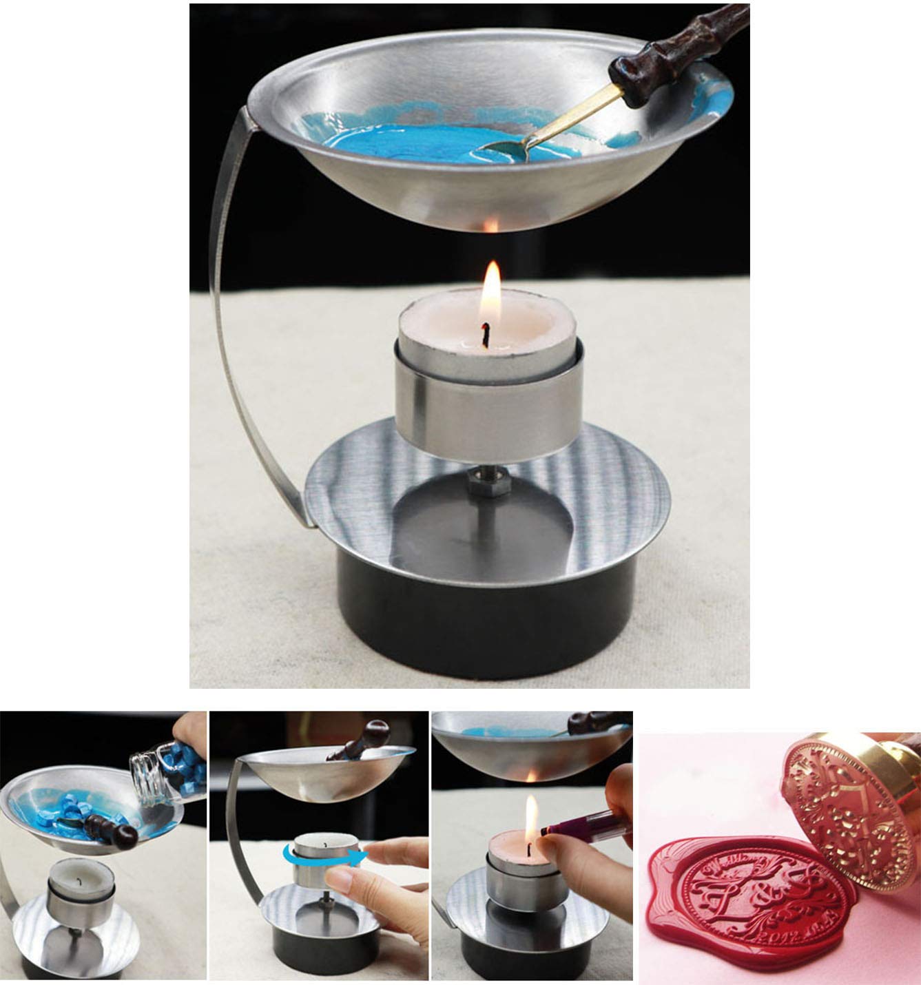 Premium Wax Warmer Kit for Sealing Wax Beads - Melting Spoon, Candle Furnace & Stove Pot - Perfect for Christmas Cards, Gift Wrapping, Wedding Invitations & DIY Wax Seal Stamps - Essential Wax Melting Tool for Crafting & Decoration