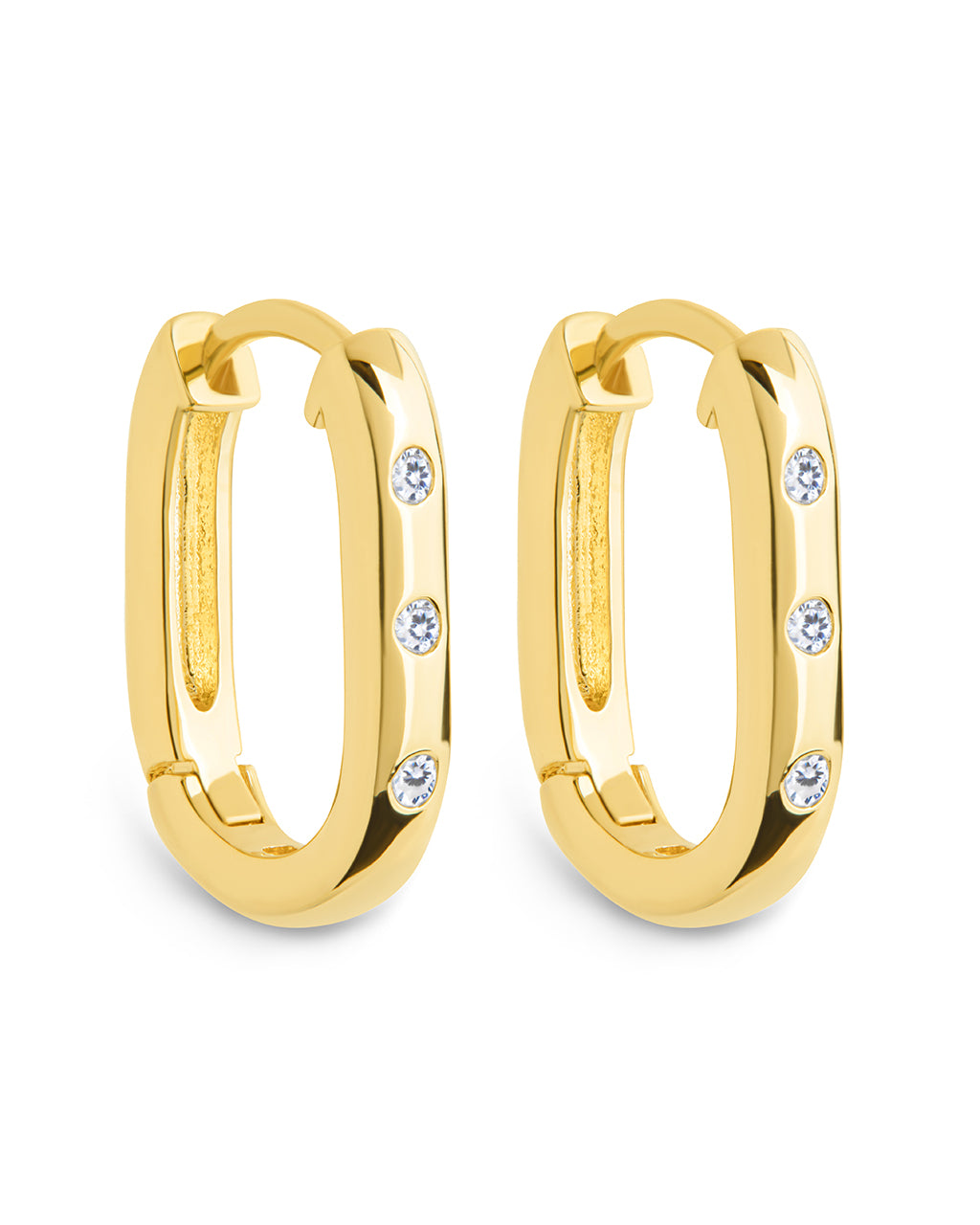 Casey Rectangular CZ Hoop Earrings for Women - 925 Sterling Silver Cubic Zirconia Fashion Jewelry - Perfect for Parties, Weddings & Everyday Wear