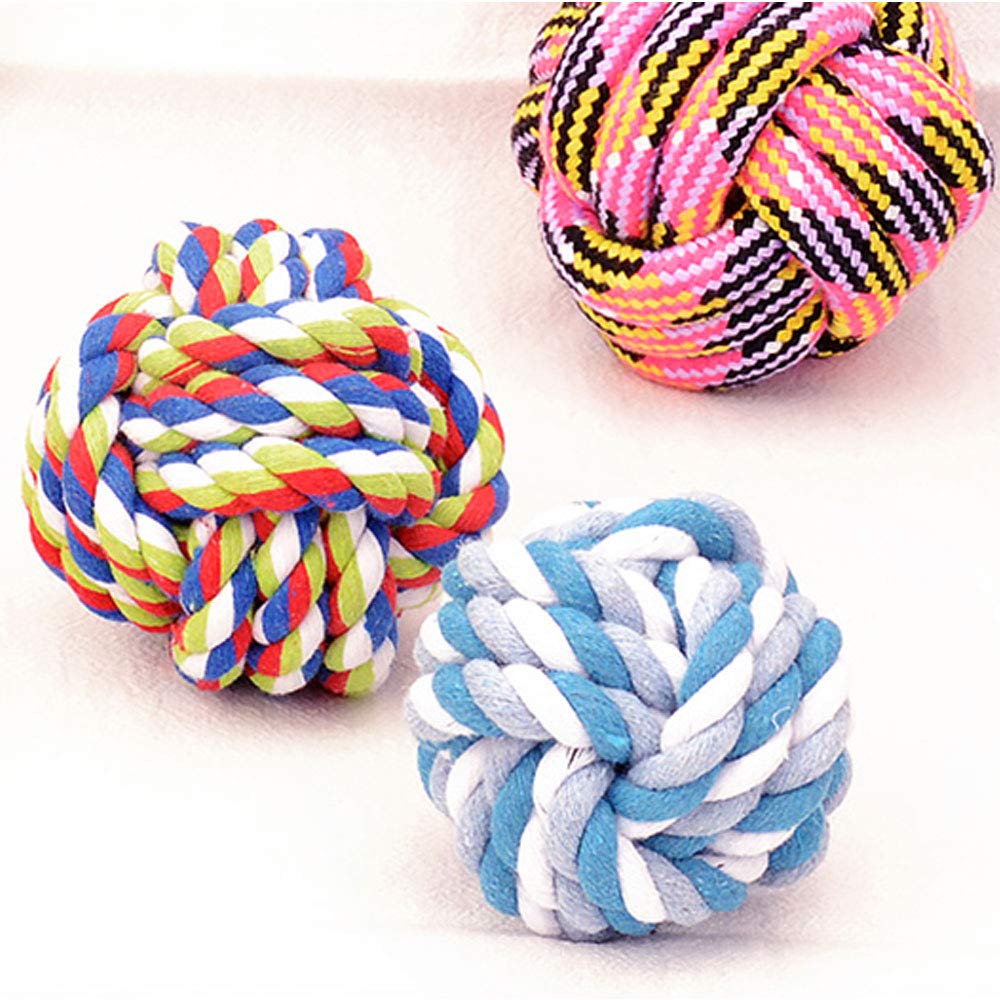 Durable 2-Pack Dog Rope Ball Toys for Medium & Small Breeds - Tough Chew Rope Knot Balls for Puppies, Teething Relief & Interactive Play - Perfect for Tug-of-War, Training & Boredom Busters