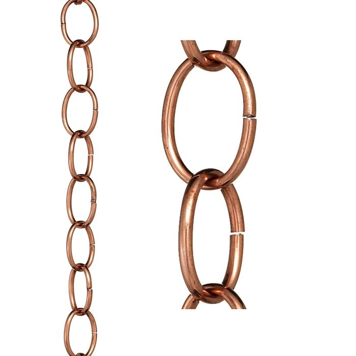 8.5 ft Decorative Copper Rain Chain with Large Links - Elegant Gutter Downspout Alternative for Garden, Patio, and Outdoor Drainage