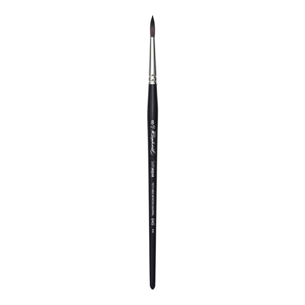 Raphael SoftAqua Synthetic Squirrel Watercolor Brush - Round Size 8 Black | Professional Artist Brush for Watercolor Painting, Calligraphy & Fine Art | Perfect for Detailed Work, Wet-on-Wet Techniques & Studio Use