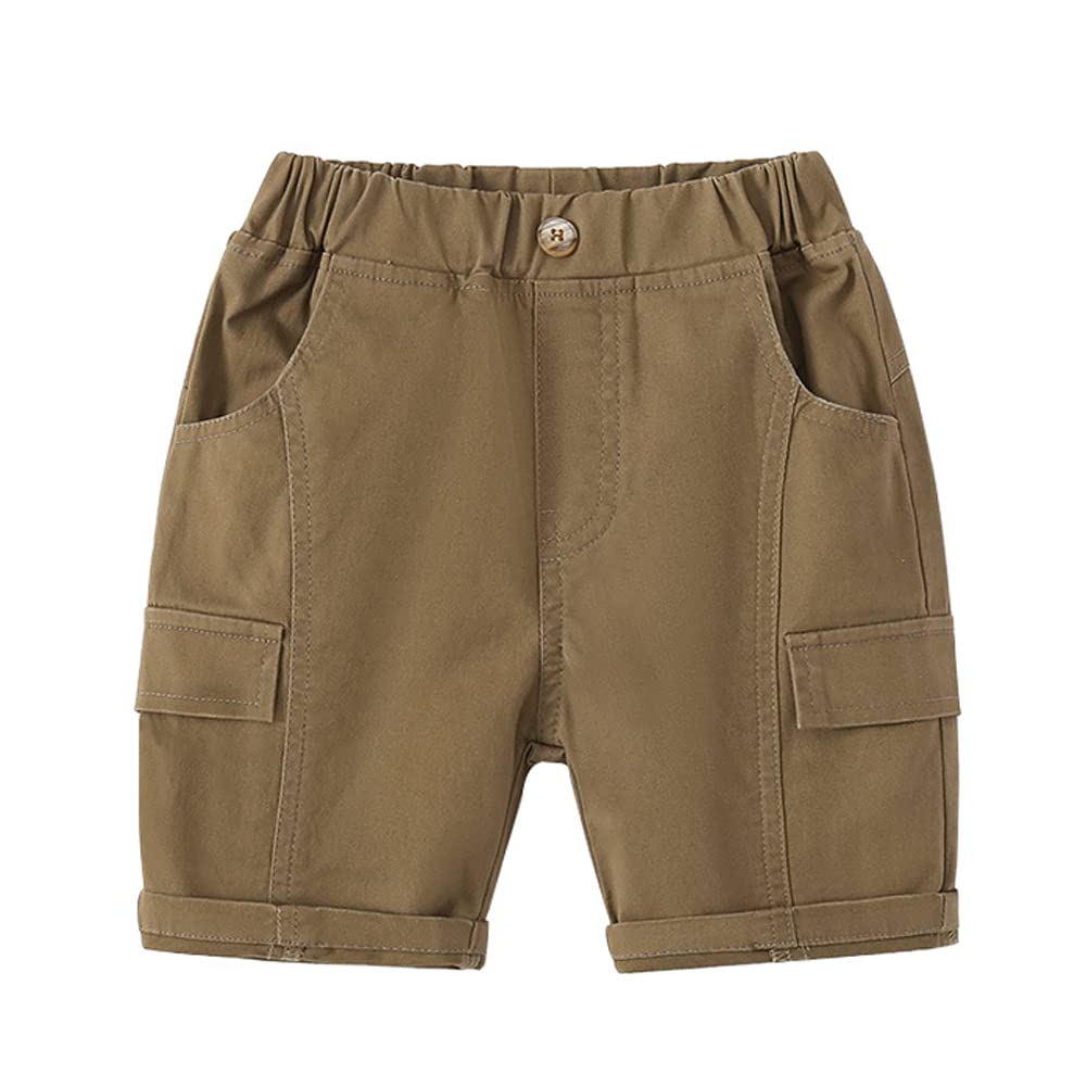 DINGDONG'S CLOSET Boys' Cargo Shorts for Toddlers - Lightweight Summer Shorts with Pockets | Perfect for Outdoor Play, Beach & Casual Wear