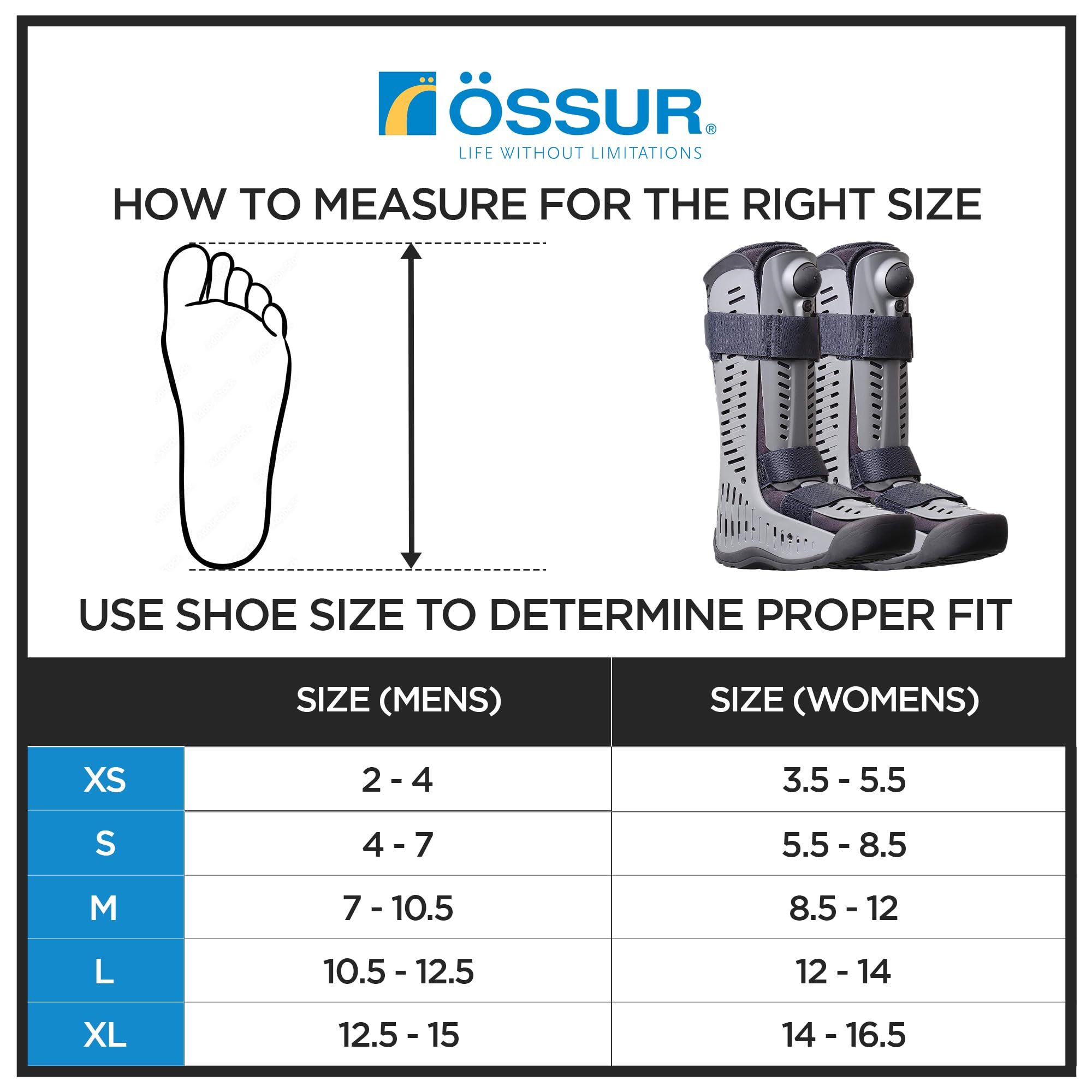 Ossur Rebound Air Walker Boot - Comfortable Walking Boot with Compression Straps & Air Pump Rocker Bottom - Support for Broken Foot, Sprained Ankle, Post-Surgery Recovery (Low Top, Large) - Ideal for Daily Mobility, Injury Rehabilitation & Pain Relief