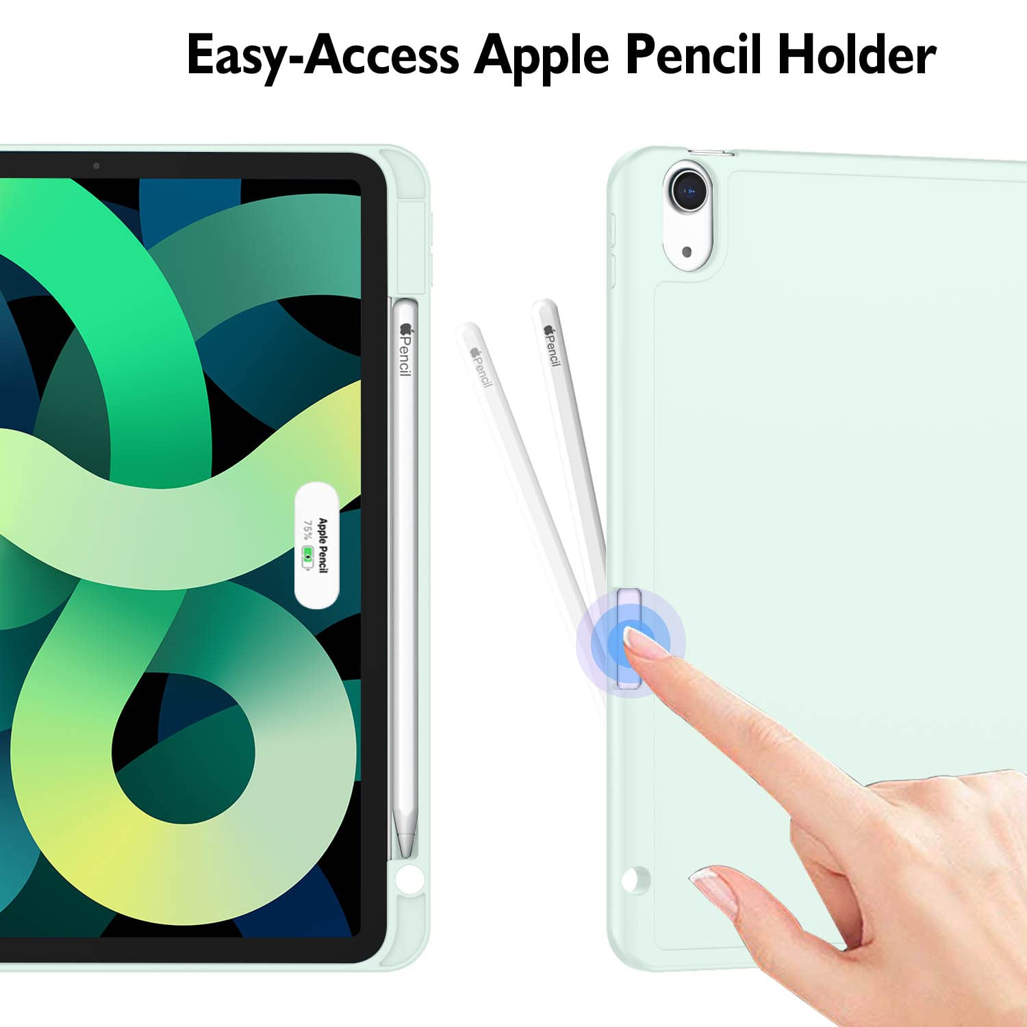 ZryXal iPad Air 11 Inch Case M3 2025 / M2 2024, Slim Protective Cover for iPad Air 5th & 4th Gen 10.9 Inch (2022/2020) - Supports Touch ID & Auto Wake/Sleep - Perfect for Work, School & Travel (Pale Green)