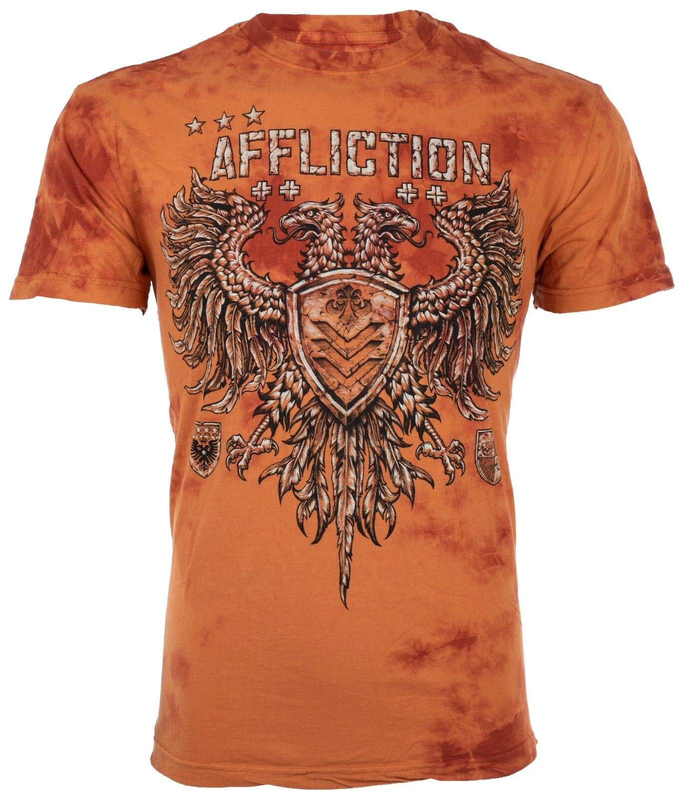 Affliction Men's Graphic T-Shirt - Vintage Eagle & Crystal Design Biker Tee for Casual Wear & Motorcycle Riding