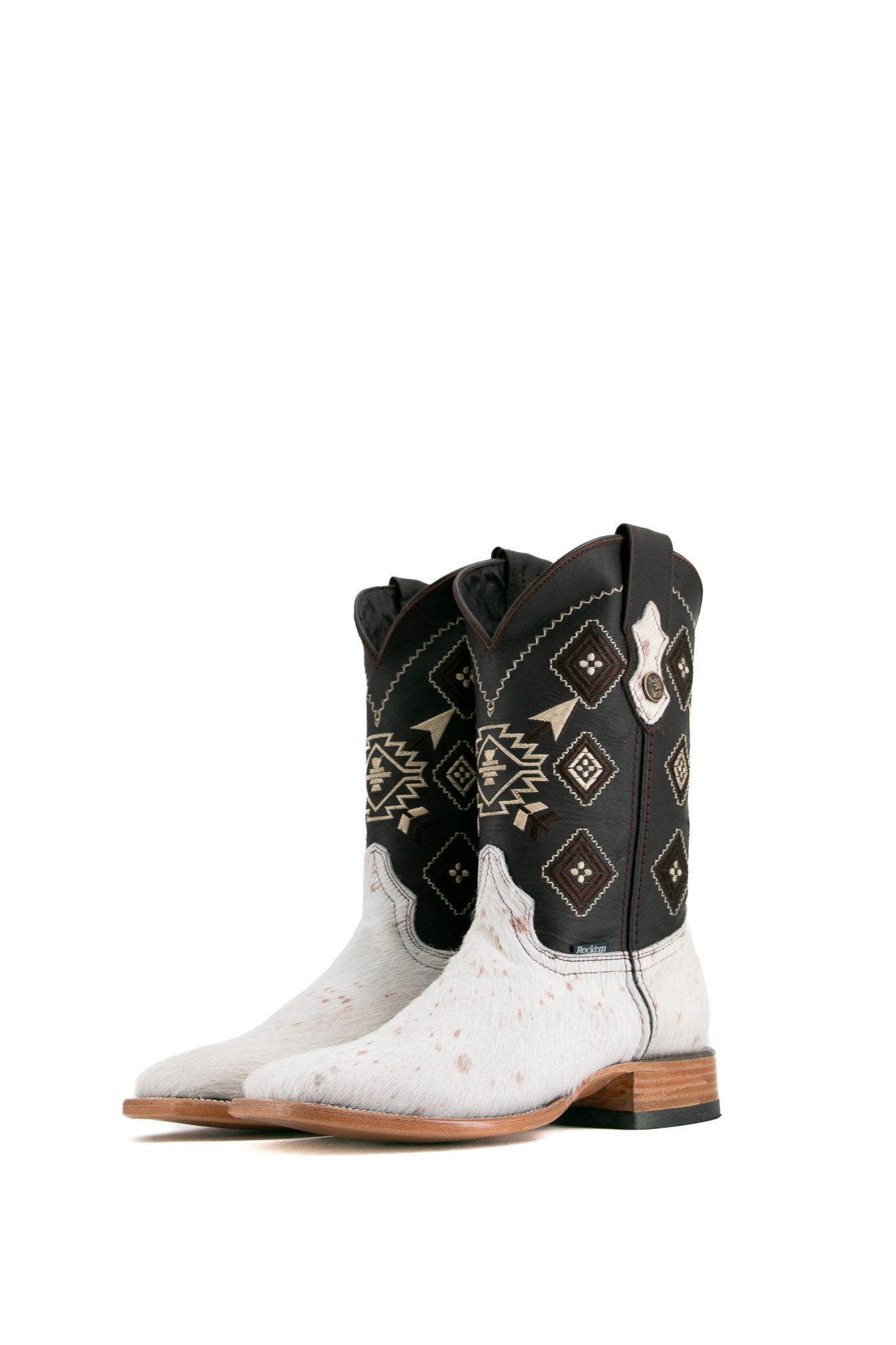 Authentic Men's Cowhide Square Toe Cowboy Boots - Size 8.5 Western Boots for Country Style & Rodeo Events - Durable Leather Work Boots for Ranch, Riding & Outdoor Activities