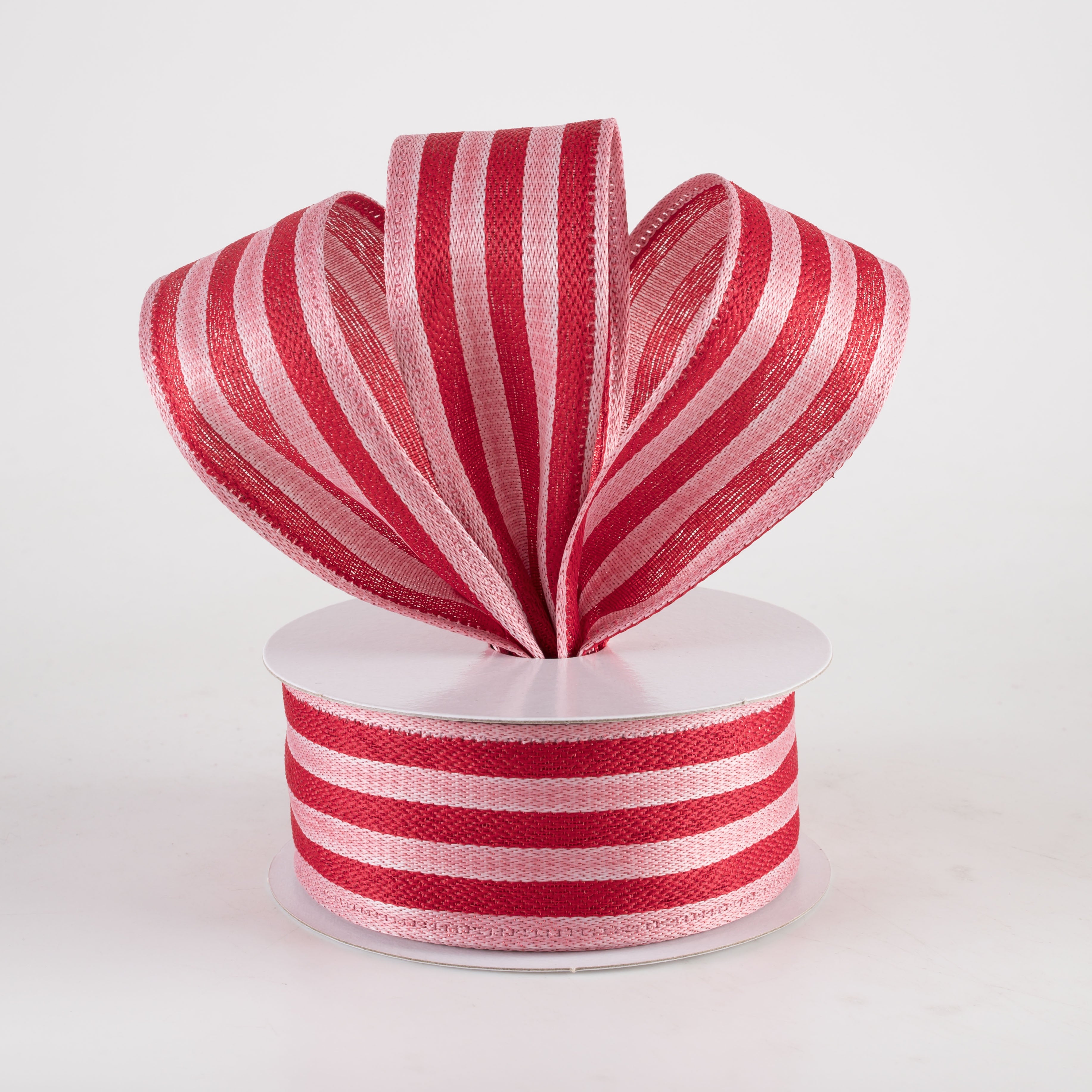 1.5 Inch Metallic Woven Cabana Stripe Ribbon - Red & Pink (10 Yards) for Gift Wrapping, Party Decorations, DIY Crafts and Scrapbooking