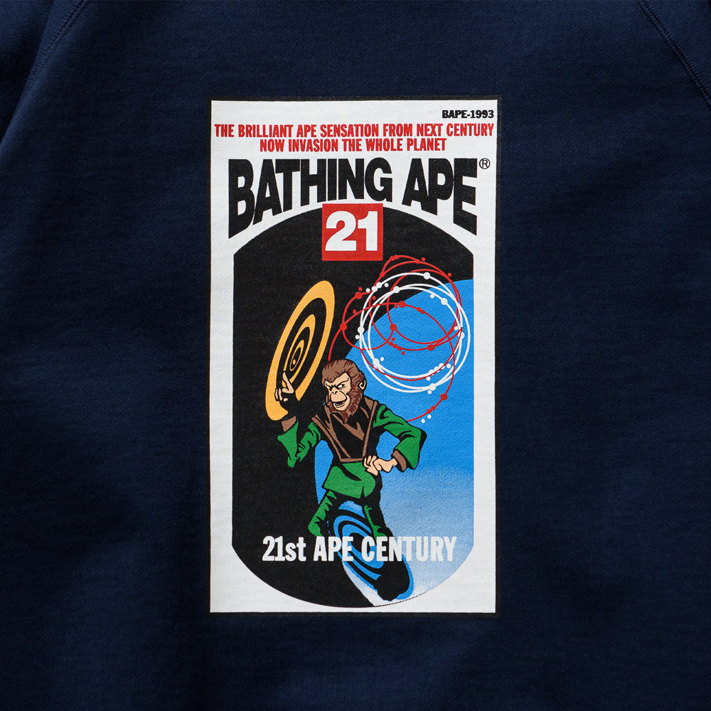 BAPE Navy Relaxed Fit Crewneck Sweatshirt - Men's Casual Streetwear for Everyday Wear & Urban Fashion