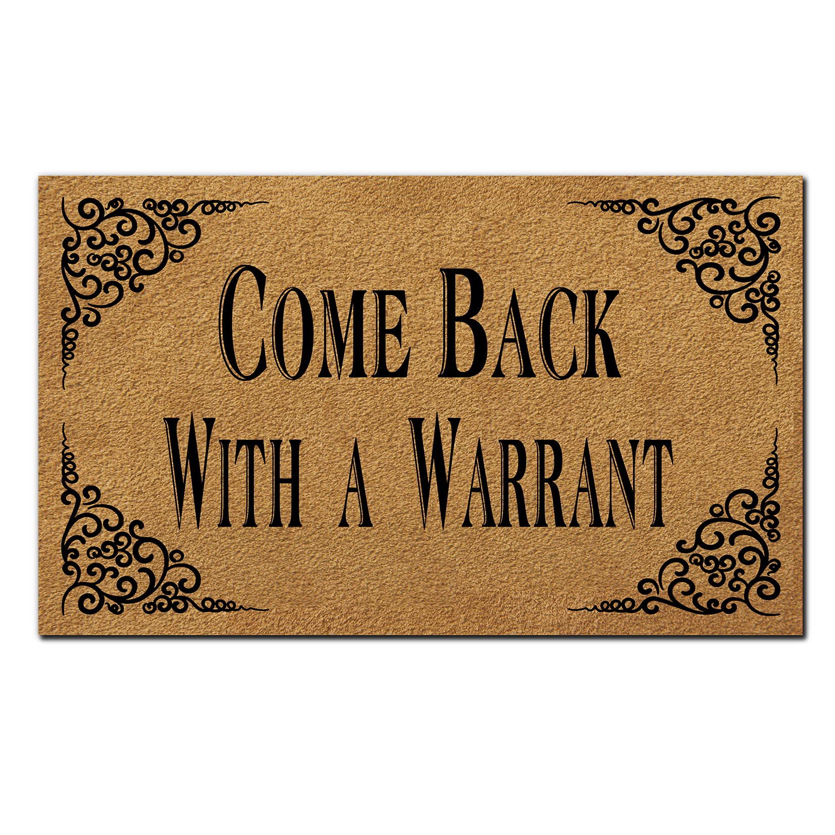 Funny Welcome Doormat - 17.7x29.5 Inch Non-Slip Rubber Back Kitchen Rug - Personalized Entrance Mat with 'Come Back with a Warrant' Design - Perfect for Home Decor, Housewarming Gifts & Front Door Welcome Mats