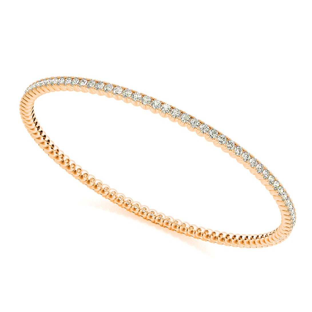 2.75 Carat Round Diamond Eternity Bangle Bracelet for Women - 14K White Gold Wedding Anniversary Gift for Her - Perfect for Special Occasions & Date Nights