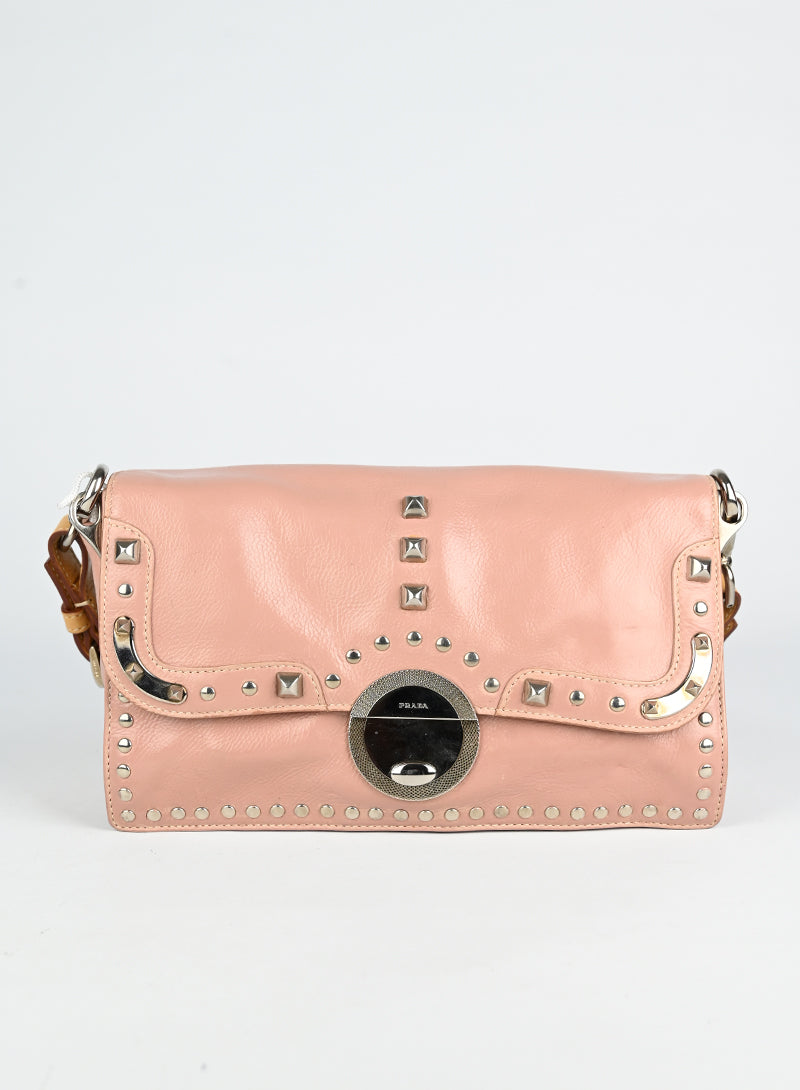 Prada Powder Pink Leather Handbag - Luxury Women's Purse for Work, Travel & Evening Events