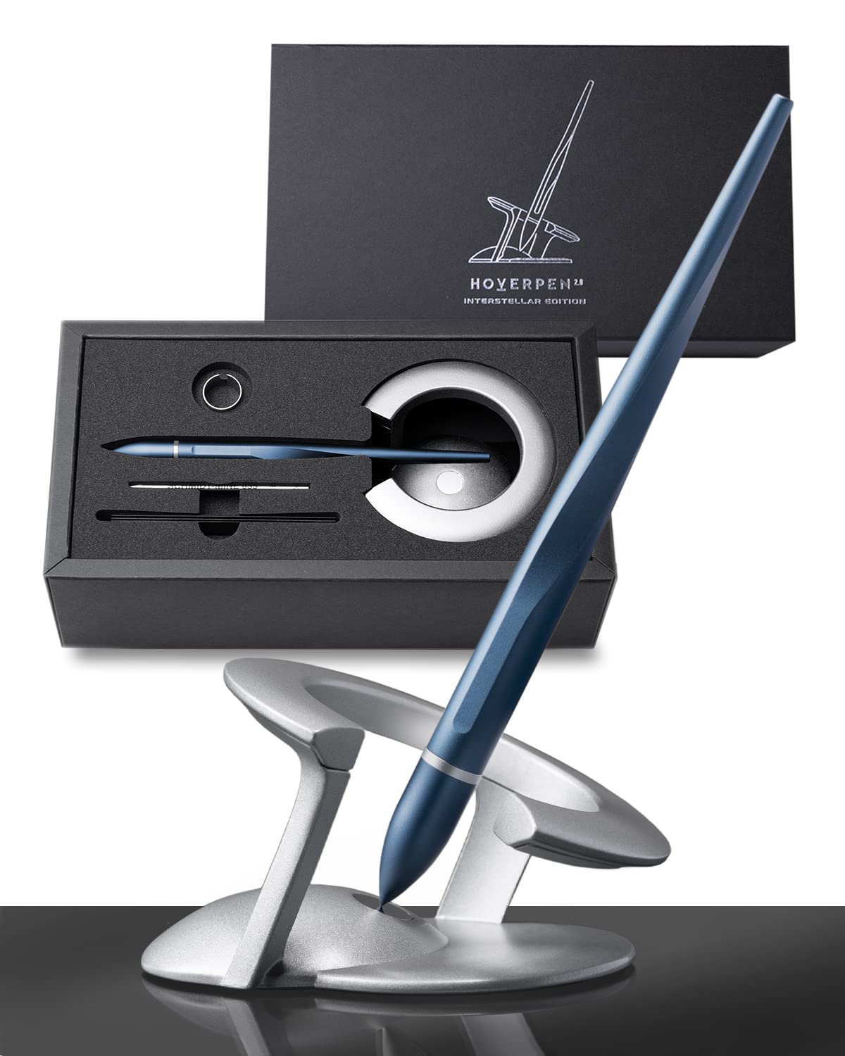 Novium Hoverpen Interstellar Edition - Premium Executive Pen with Aerospace Alloy Construction, Smooth Free-Spinning Mechanism, Unique Futuristic Design - Perfect Gift for Men & Women (Neptune Blue) - Ideal for Business Meetings, Corporate Gifts & Luxury Writing