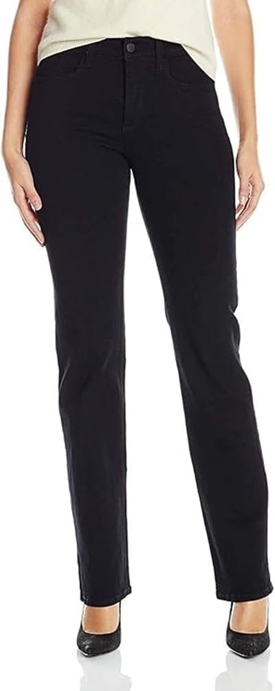 NYDJ Women's Marilyn Straight Leg Denim Jeans - Black, Size 6X32 - Comfortable Stretch Fit for Everyday Wear & Office Casual Style