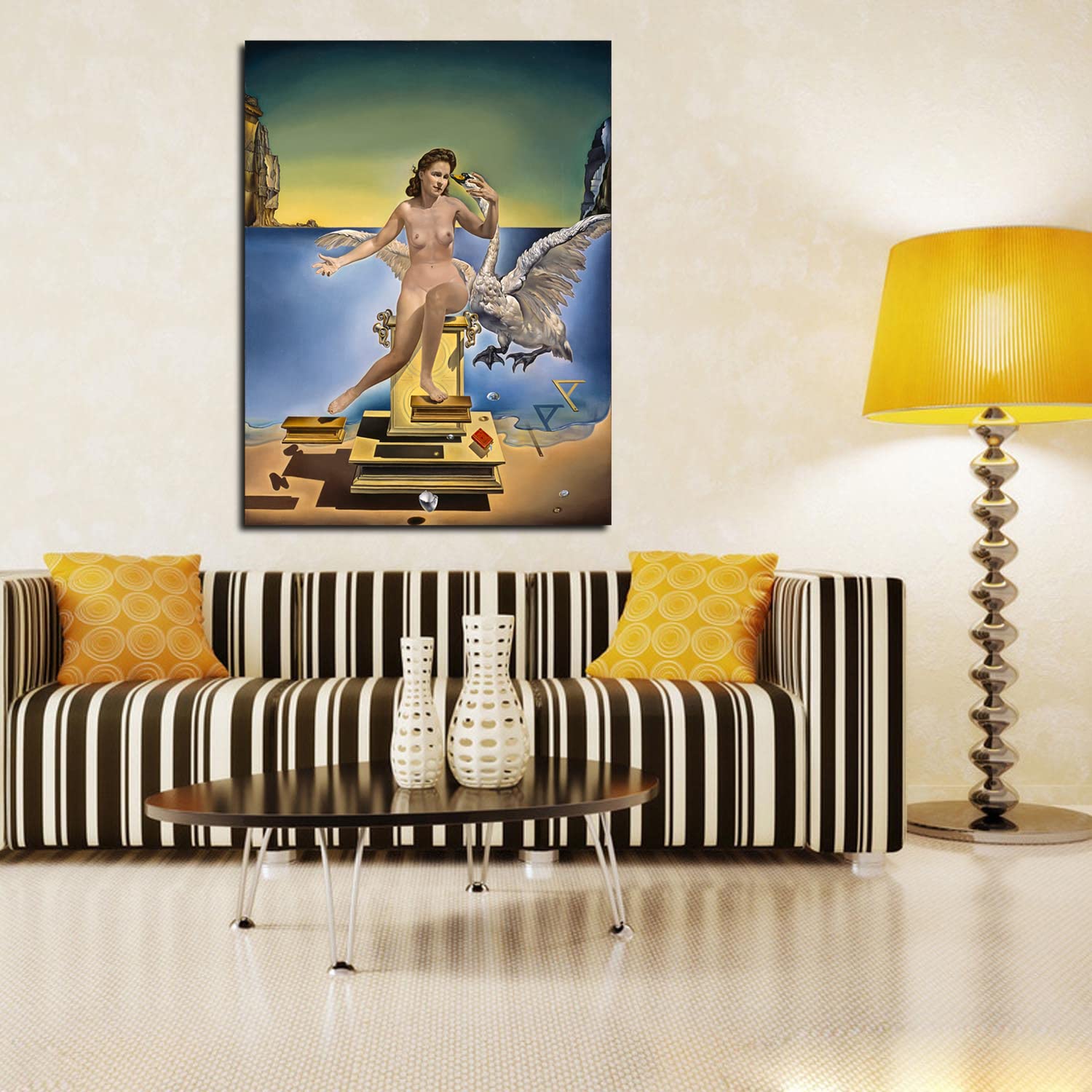Salvador Dali Leda Atomica Framed Canvas Wall Art - Surrealist Painting for Bedroom, Living Room & Office Decor - Ready to Hang - Perfect for Home, Office & Gallery Displays