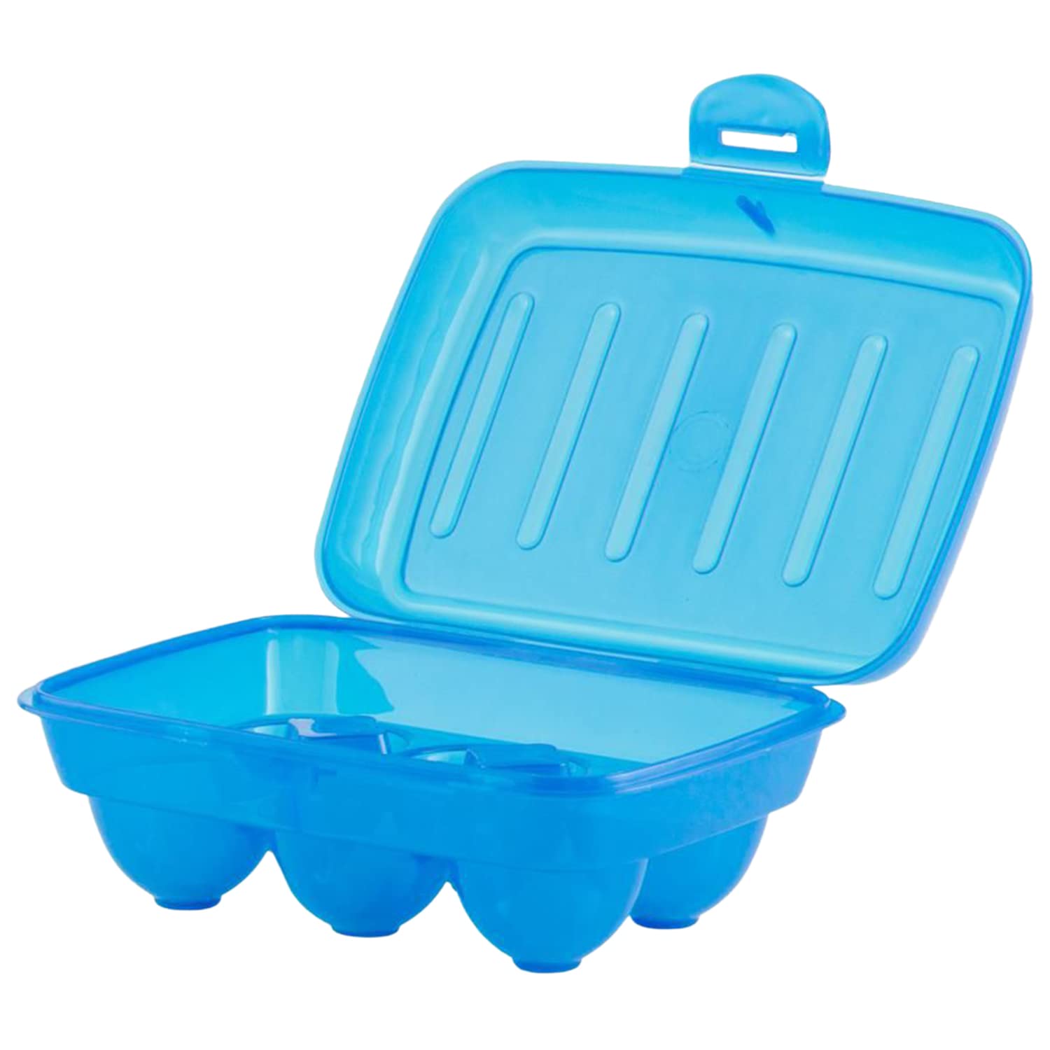 Portable Food-Grade Plastic Egg Holder - Storage Box for 6 Eggs (Blue) | Heart Home 46HH0395 | Perfect for Travel, Camping & Kitchen Organization