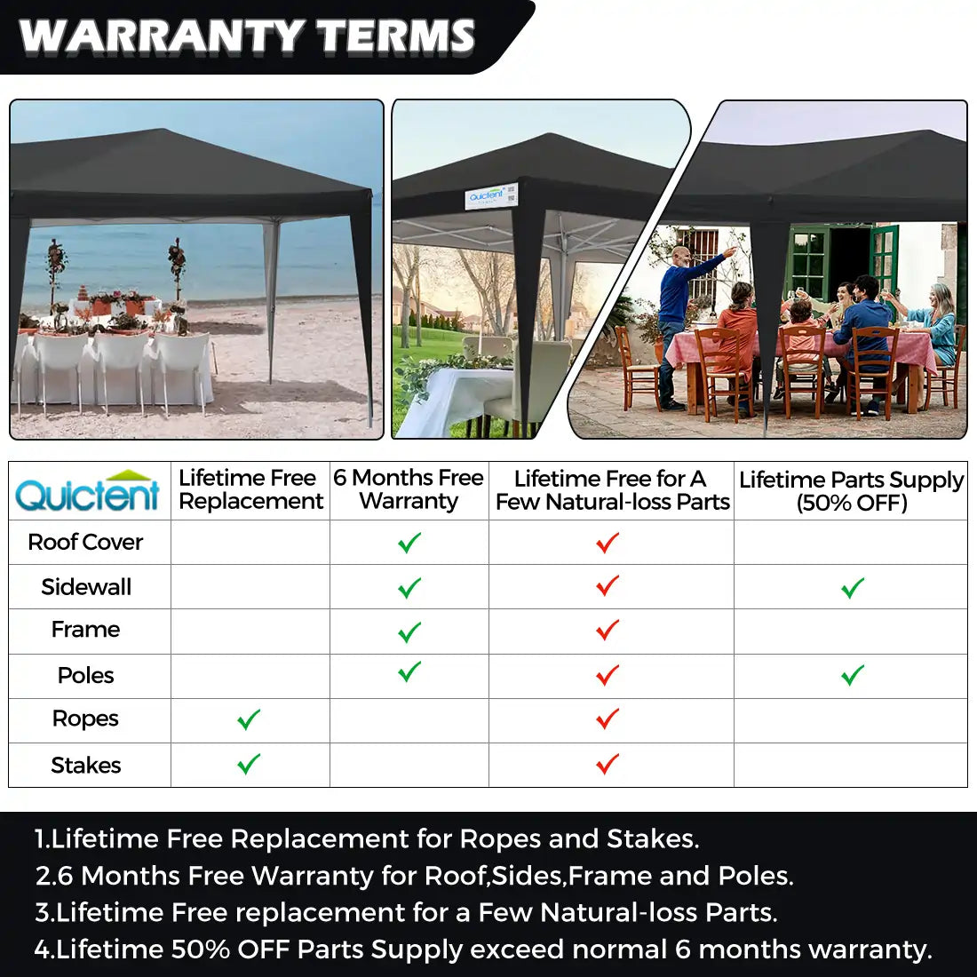 Quictent 10' x 20' EZ Pop Up Canopy Tent - Instant Shelter for Outdoor Events, Parties, Camping & Beach - Waterproof & UV Protection