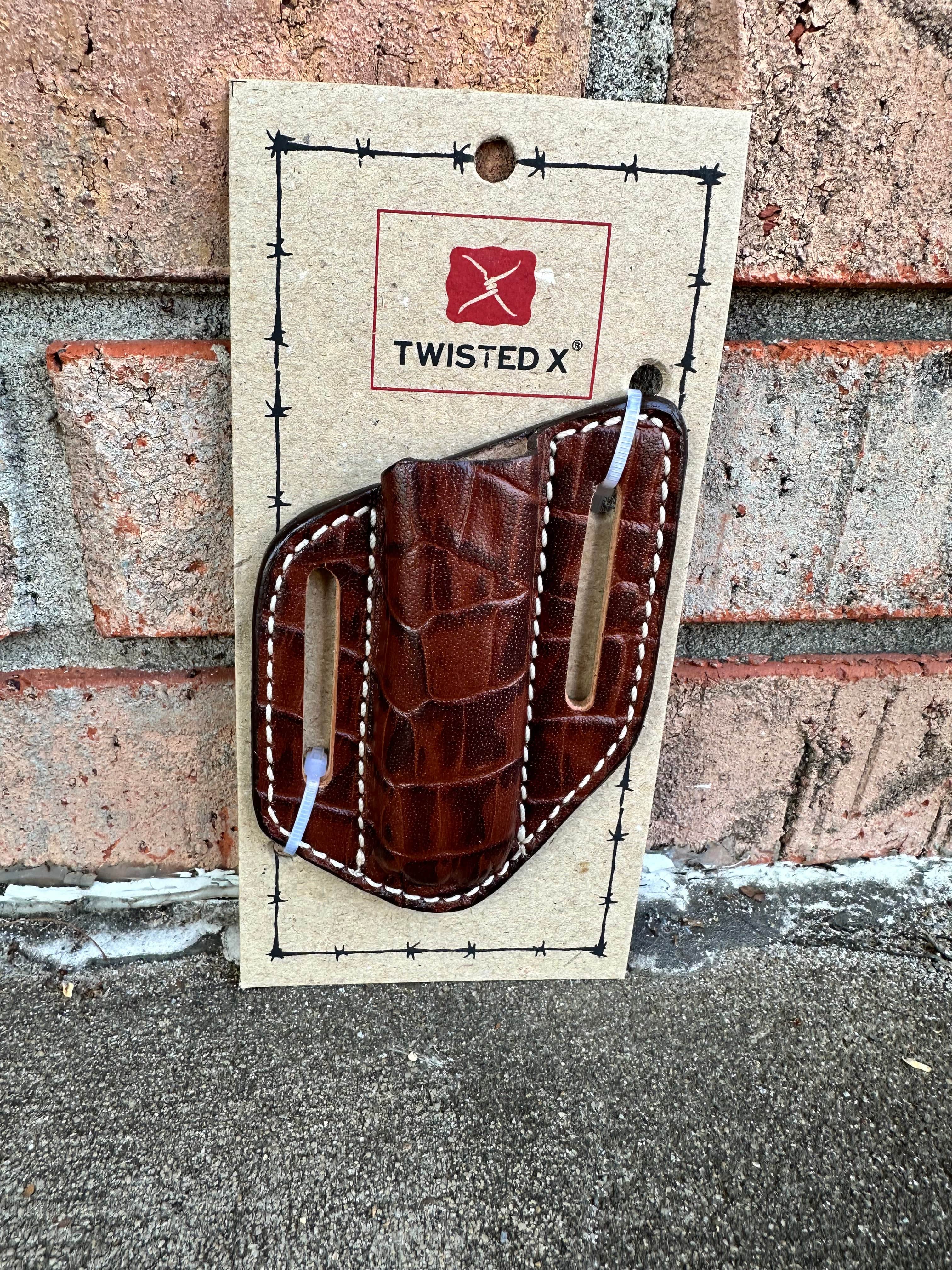 Twisted X Genuine Alligator Print Knife Sheath XKS 114 - Durable Leather Holder for Hunting, Camping & Outdoor Adventures