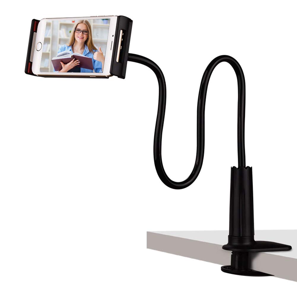 Flexible Swivel Gooseneck Tablet Stand & Phone Holder - Universal Long Arm Clip Mount for iPad, iPhone, Samsung - Perfect for Bed, Desk, Kitchen & Office Use