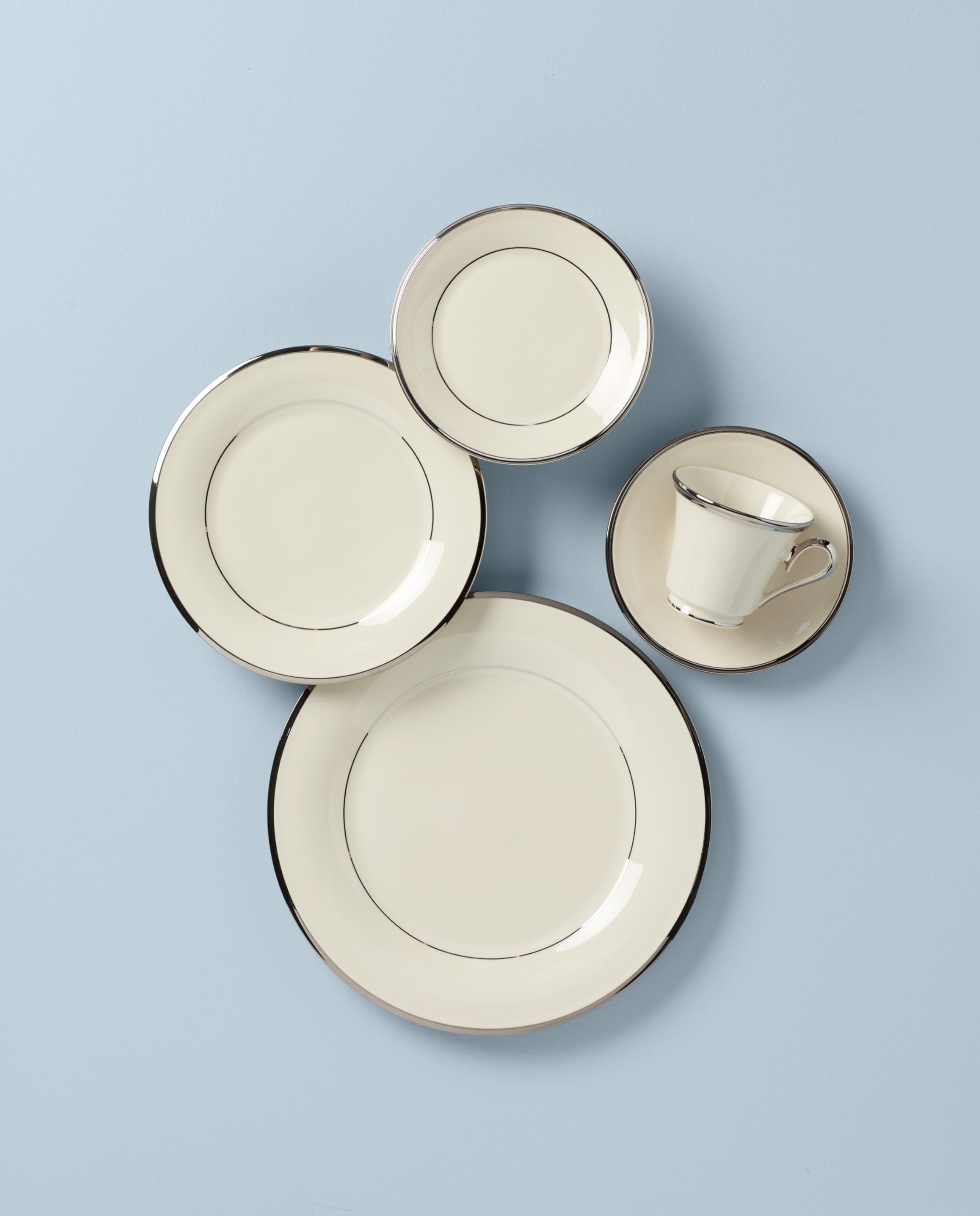 Lenox Solitaire 5-Piece White Dinnerware Place Setting - Elegant Bone China Tableware Set for Formal Dining, Weddings & Special Occasions