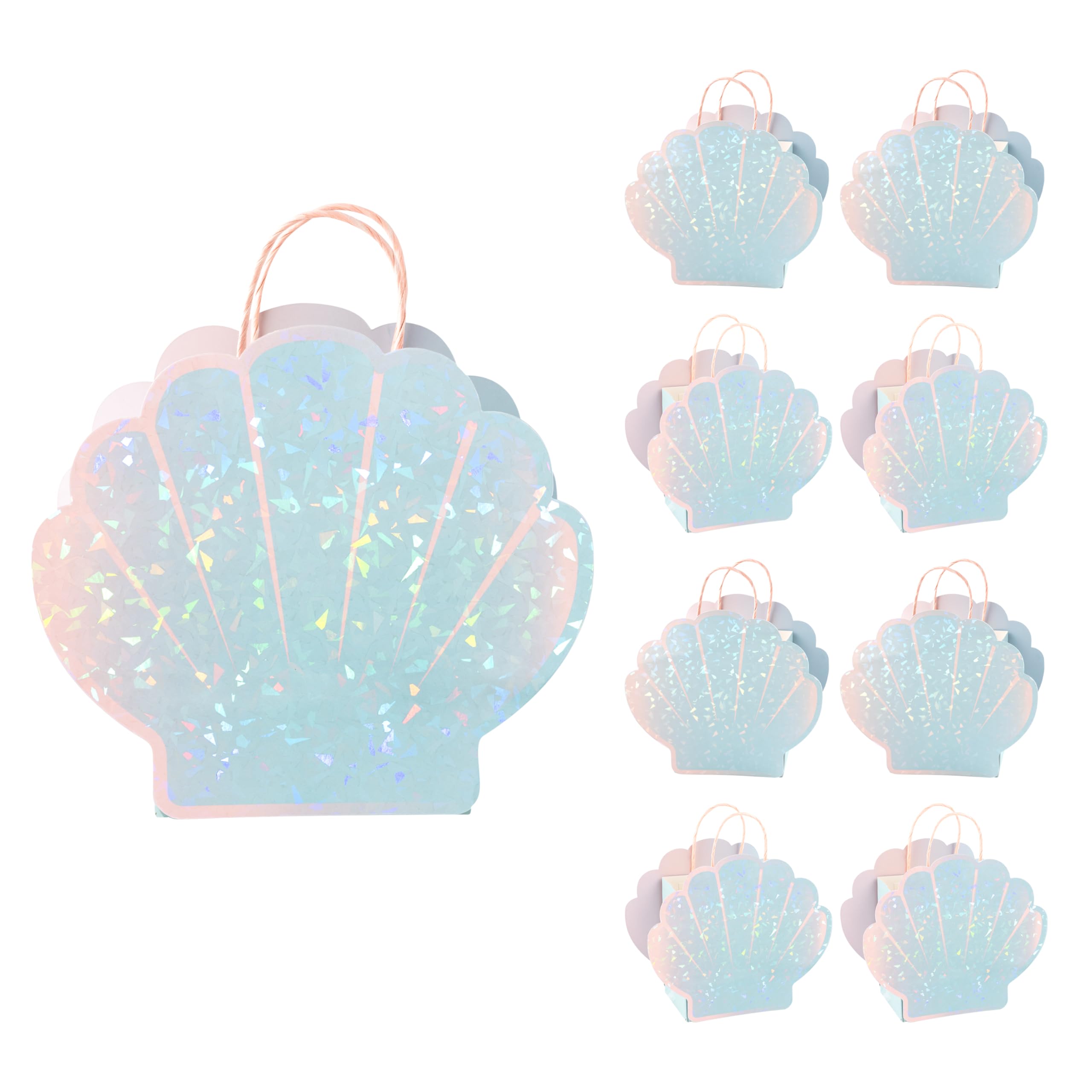 Cheerland Seashell Party Favor Bags - 8 Pack Mermaid Birthday Decorations, Under the Sea Theme Party Supplies, Summer Ocean Beach Picnic Celebration Gift Bags for Kids & Adults - Perfect for Birthday Parties, Baby Showers, and Beach Themed Events