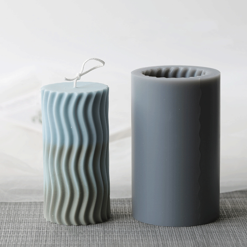 Premium Waves Shape Cylinder Silicone Candle Mold - 12cm Height for DIY Home Decor, Wedding Centerpieces & Aromatherapy Candles