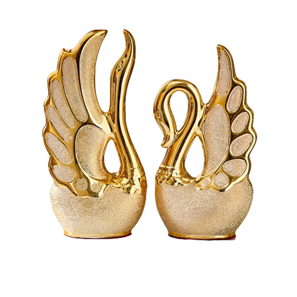 Nordic Golden Swan Ceramic Statue - Elegant Home Decor for Living Room, Office Desk, Wedding & Love Gifts | Perfect for Housewarming, Anniversary & Romantic Decorations