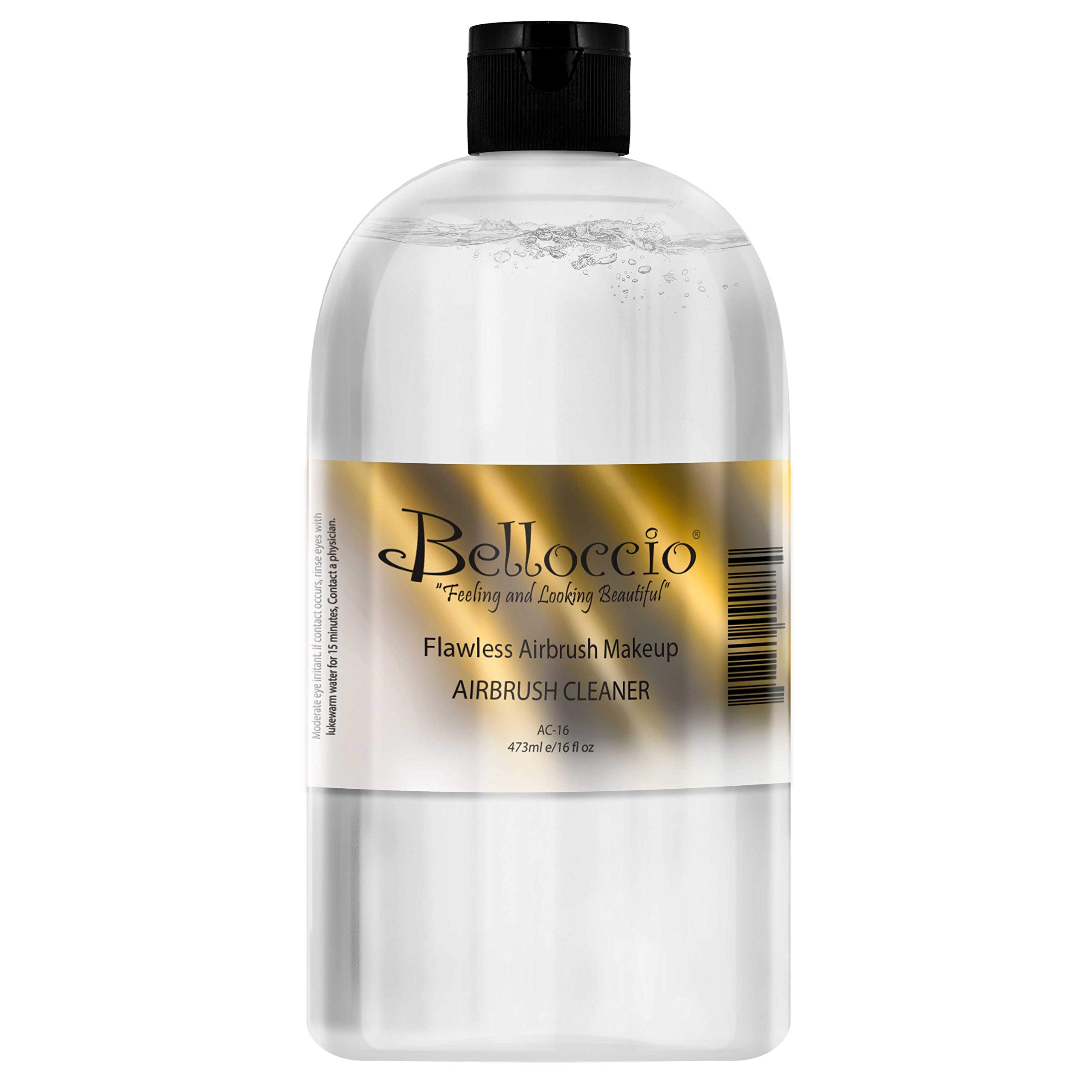 Belloccio 16oz Makeup Airbrush Cleaner - Fast Acting Cleaning Solution for Airbrush Makeup, Foundation, Blush & Highlighter - Professional Cosmetic Brush & Paint Cleaner - Perfect for Salon, Home & Professional Makeup Artists