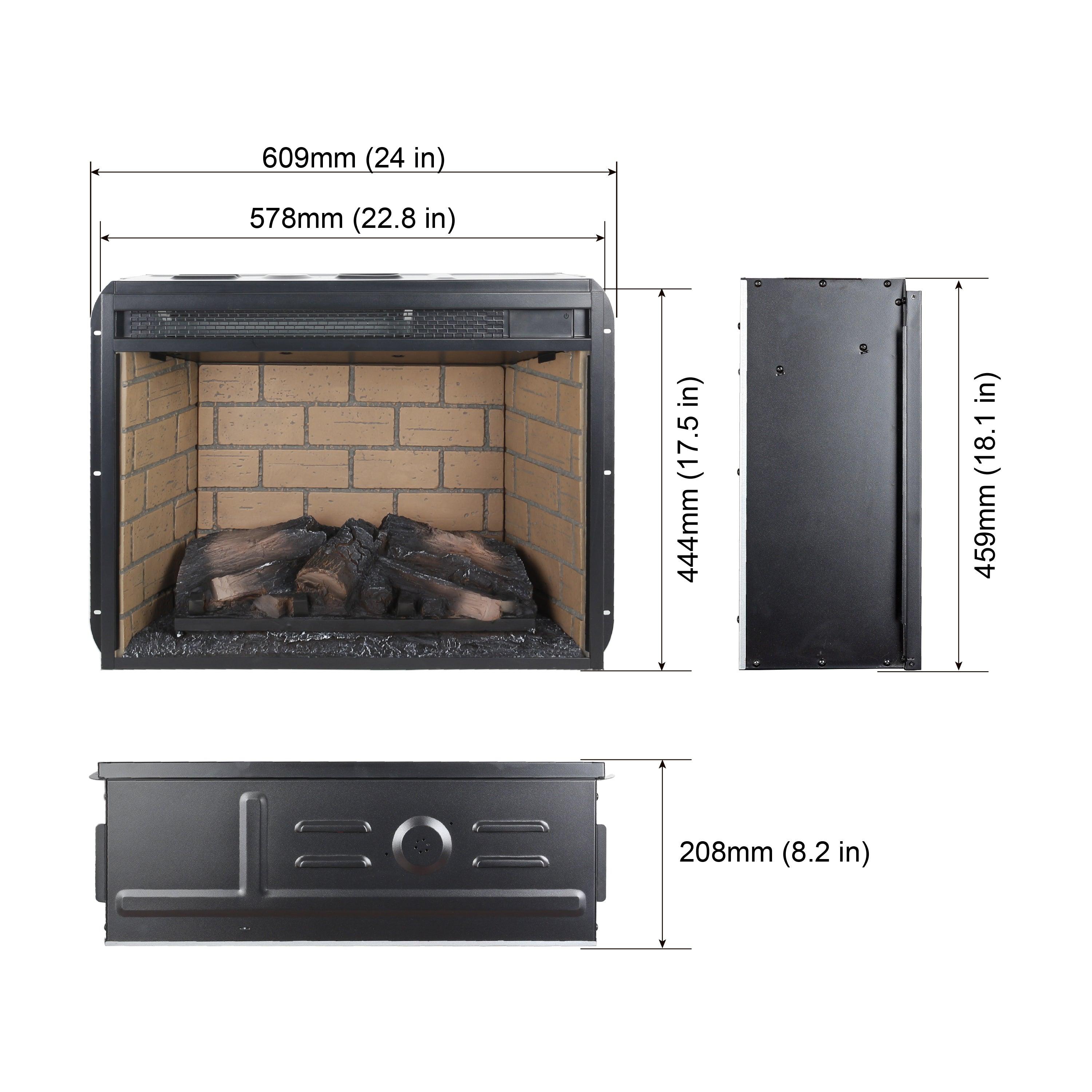 23 Inch Infrared Quartz Electric Fireplace Insert - Realistic Flame Effect, Remote Control - Perfect for Living Rooms, Bedrooms & Offices