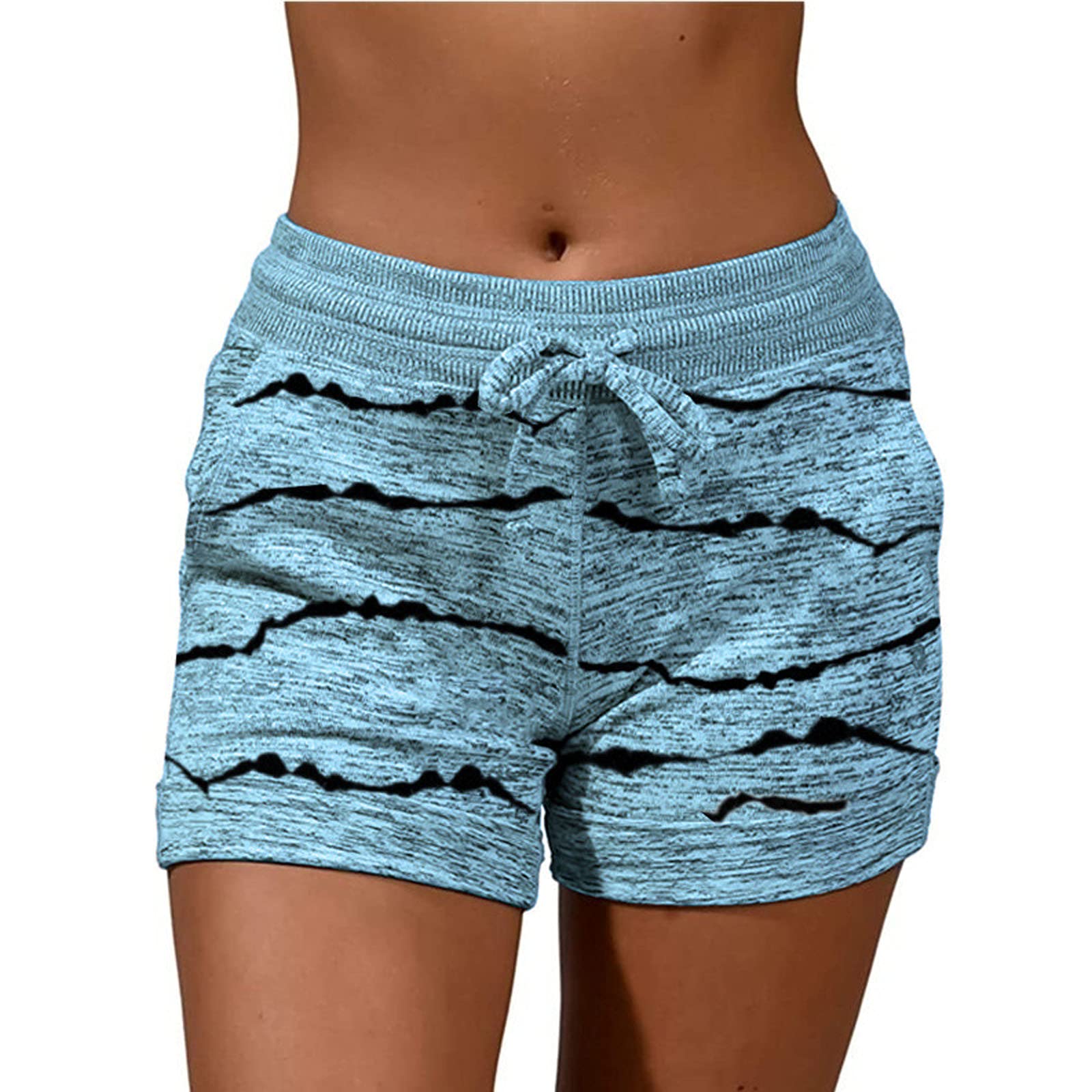 Women's Running Shorts - Star Print, Drawstring & Pockets for Workouts
