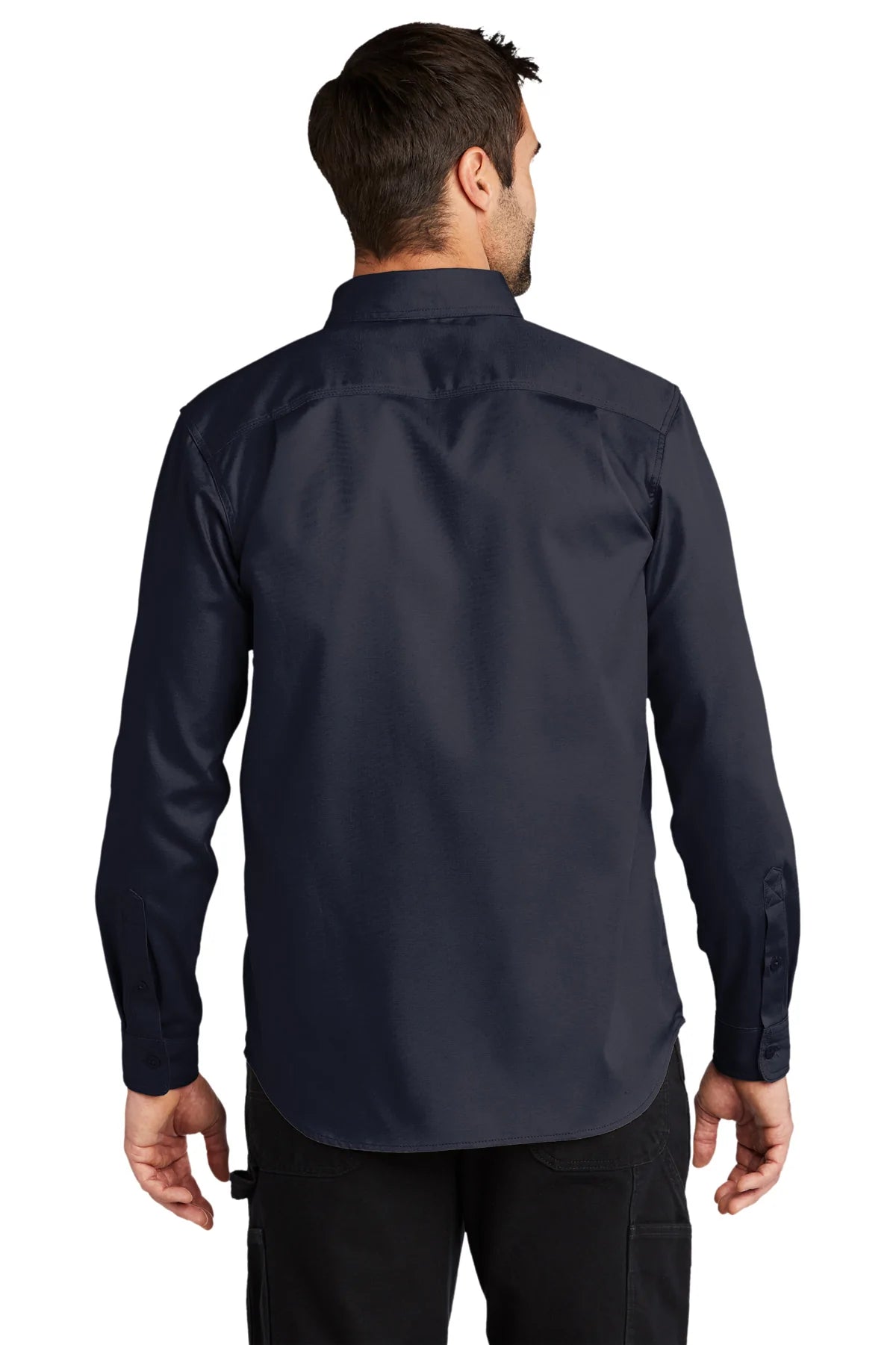 Carhartt Rugged Series Long Sleeve Work Shirt - Durable Navy Blue Cotton Shirt for Men | Perfect for Construction, Farming & Outdoor Workwear
