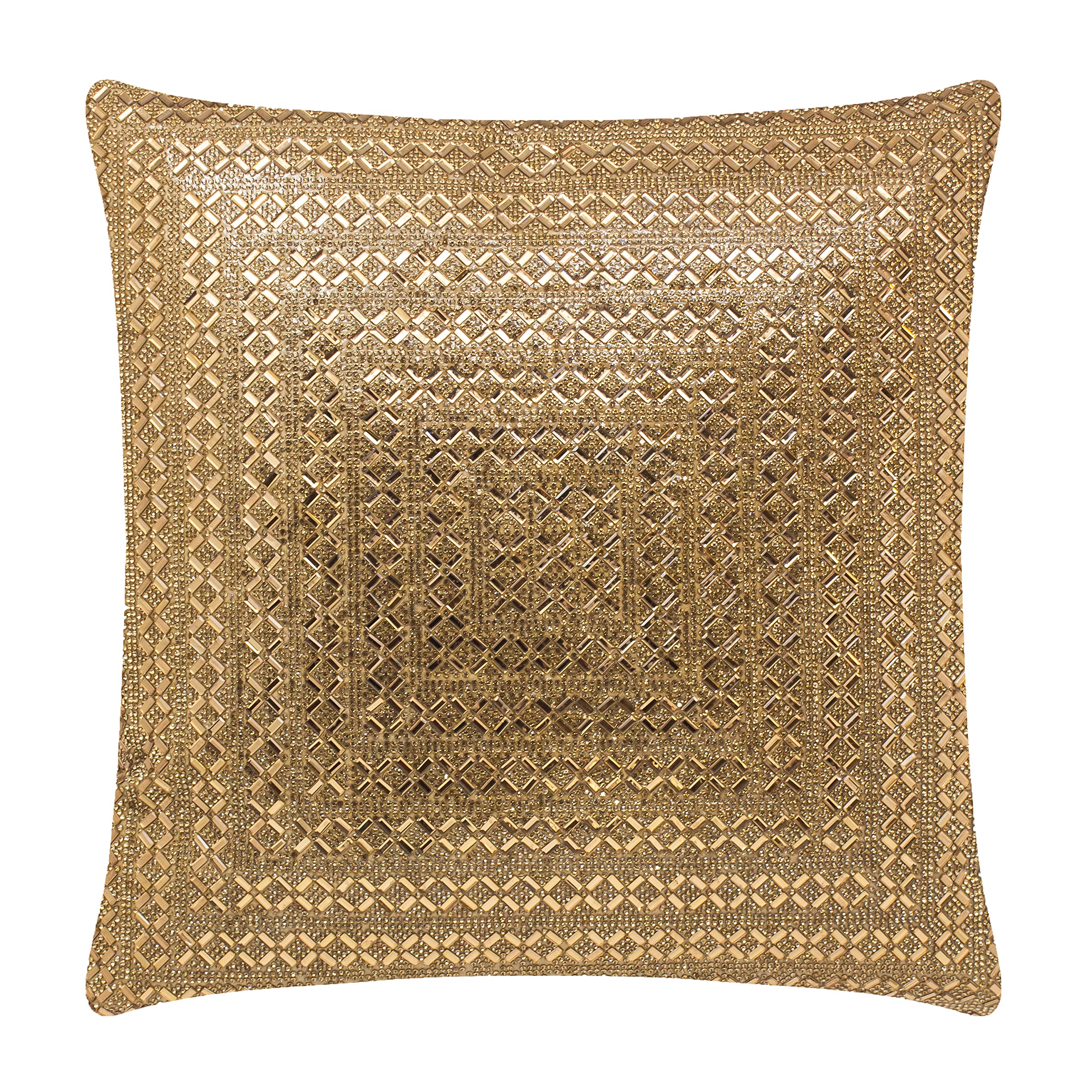 Sparkles Home Madison Avenue Rhinestone Pillow - Luxury Velvet Throw Pillow with Crystal Rhinestones, Gold Decorative Cushion for Sofa, Bedroom & Living Room Decor