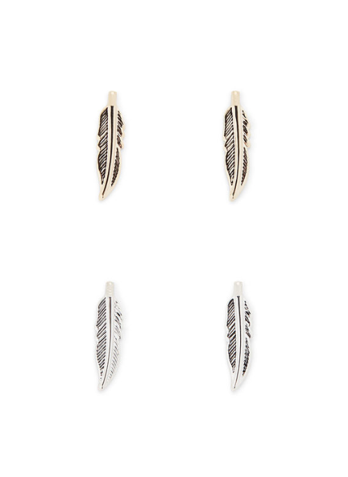 Feather Stud Earrings Set of 2 - Lightweight Boho Dangle Earrings for Women - Perfect for Parties, Weddings & Everyday Wear