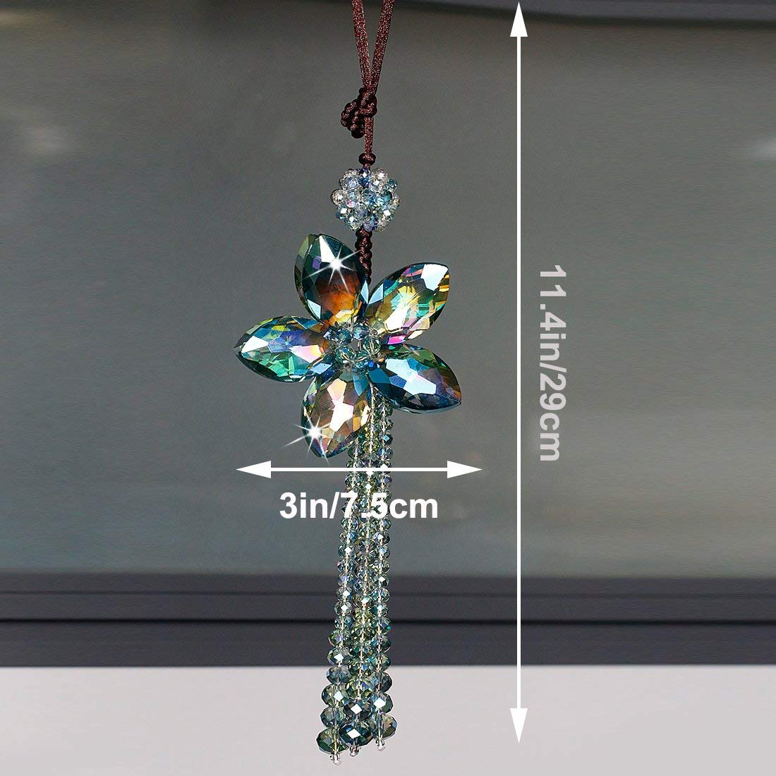 Lucky Crystal Car Charm Pendant - H&D HYALINE & DORA Elegant Auto Rear View Mirror Hanging Decor for Good Luck | Perfect Car Accessory Gift for Women & Men | Ideal for Daily Commute, Road Trips & Protection