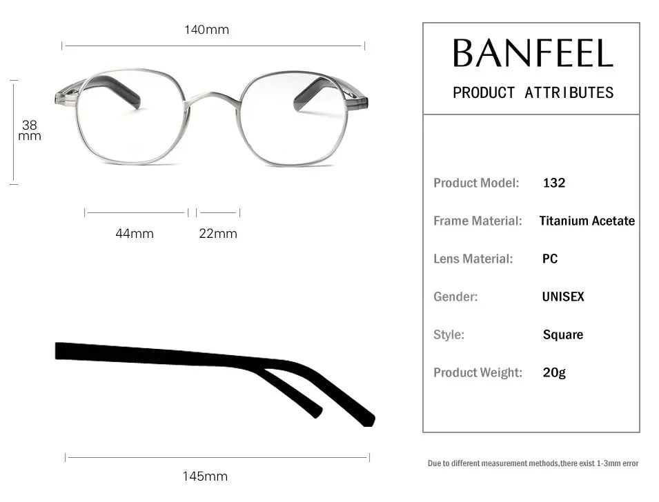 Stylish Unisex Titanium Acetate Eyeglasses - Oval Square Full Rim Frame (Model 494132) | Perfect for Work, Reading & Everyday Fashion