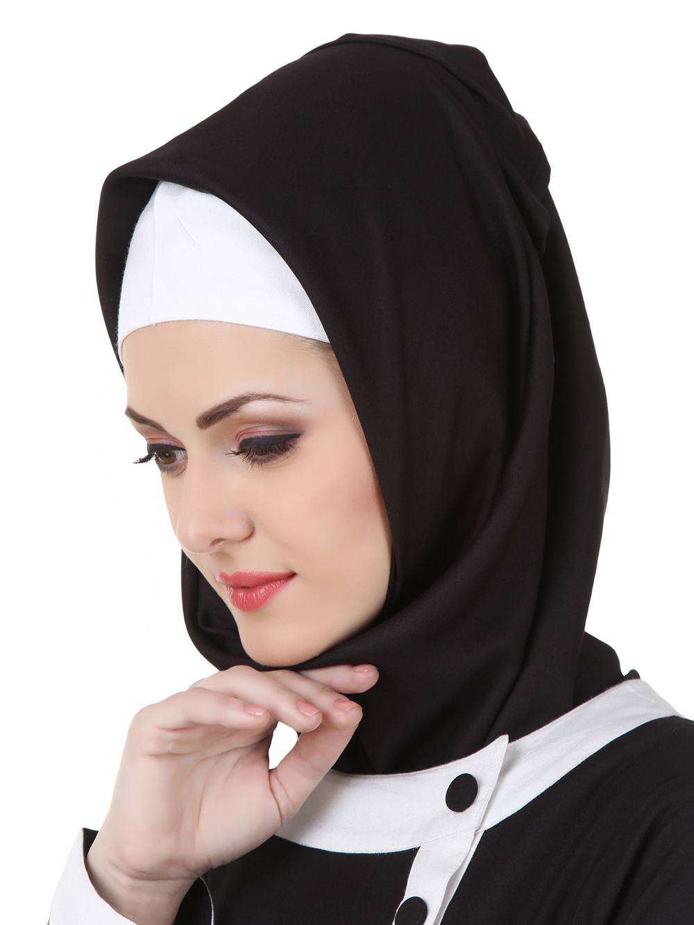 Jaza Black Rayon Hijab - Soft & Breathable Muslim Headscarf for Women - Perfect for Daily Wear, Prayer & Special Occasions